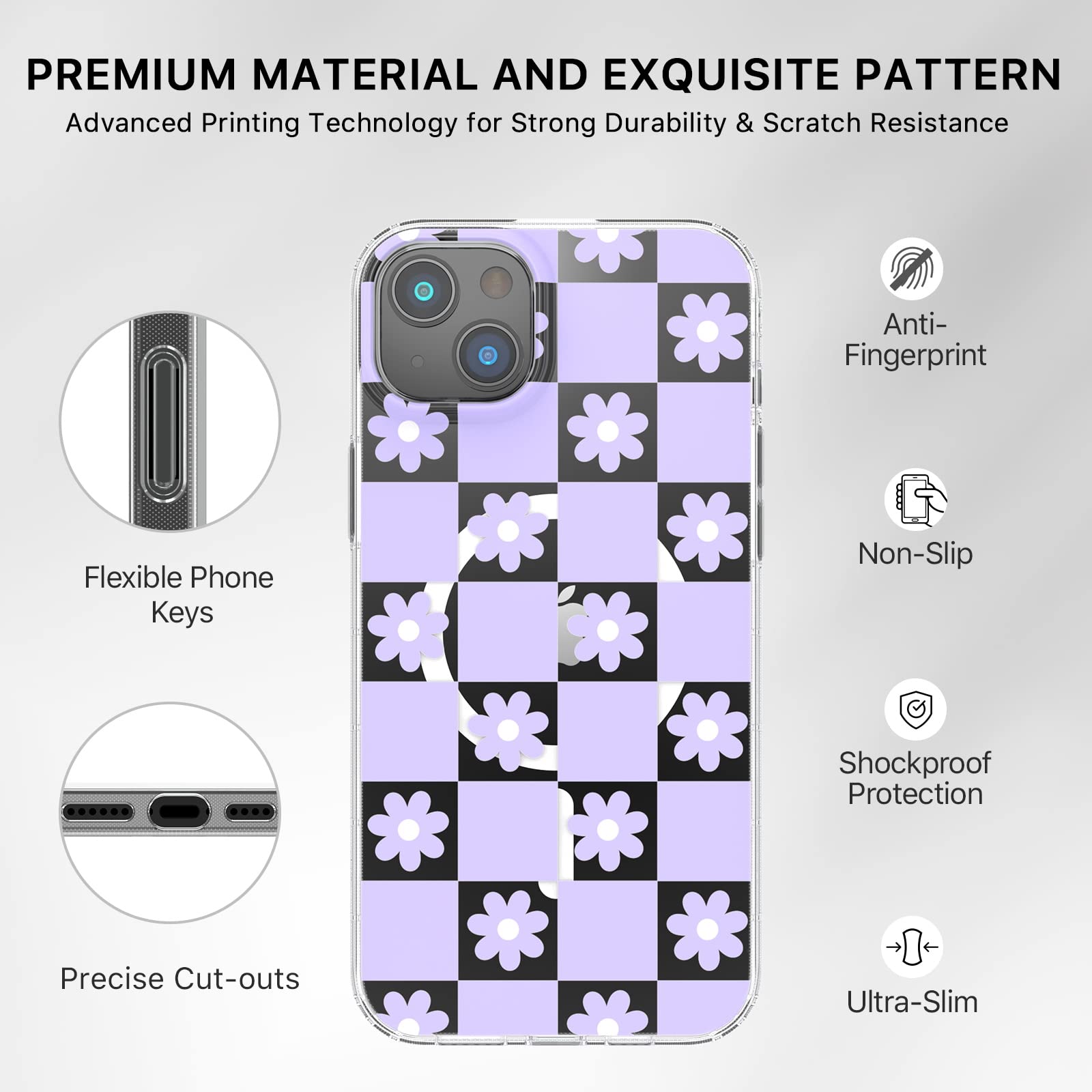 Mybat Pro Magnetic Slim Clear Case For Iphone 14 Plus Case 6.7, Compatible With Magsafe, Cute Crystal Mood Series For Women Girl