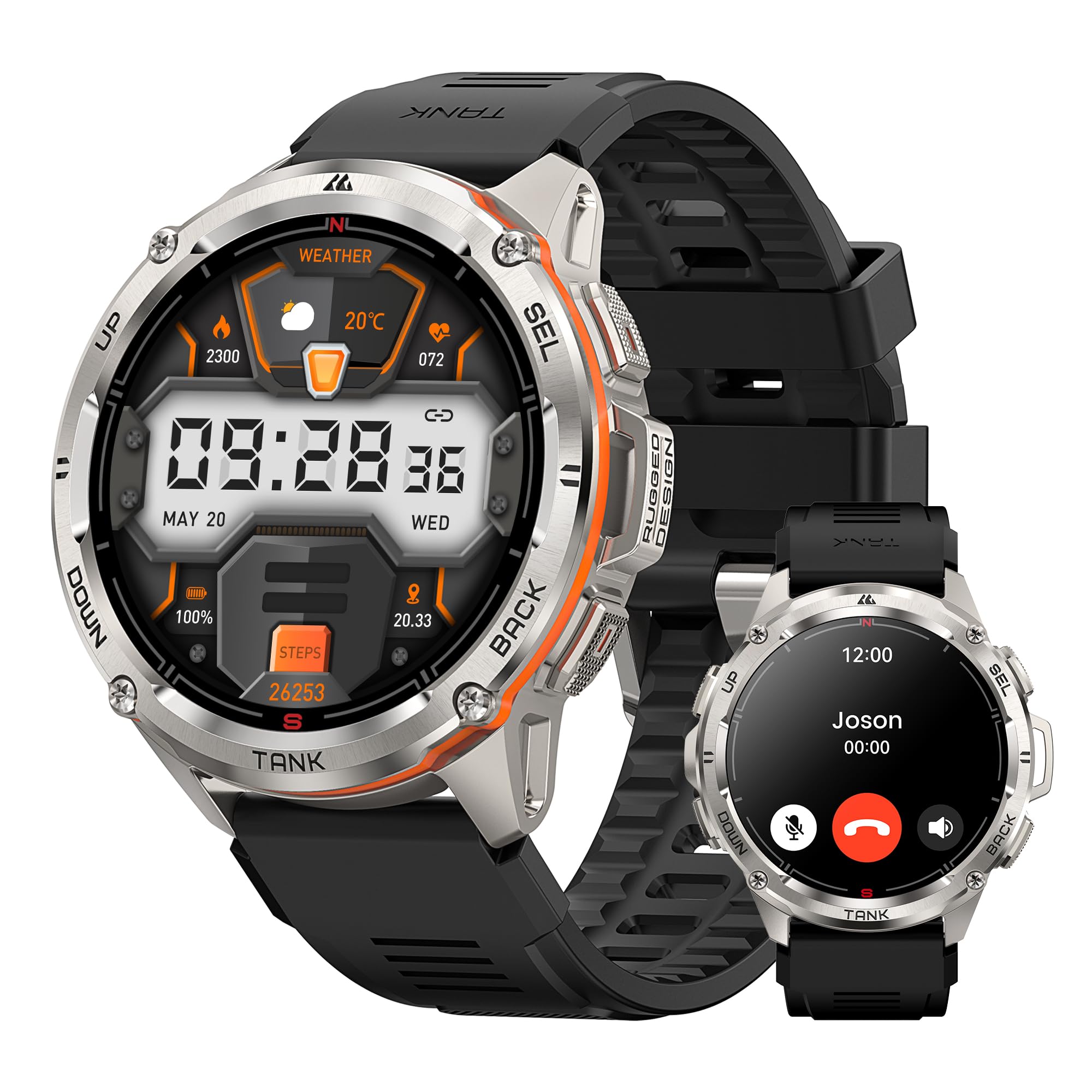 Kospet Tank T3 Ultra Smart Watch Gps For Men, 5Atm Waterproof, Pressure&Altitude&Compass, Extra-Large Battery, Full Metal Body R