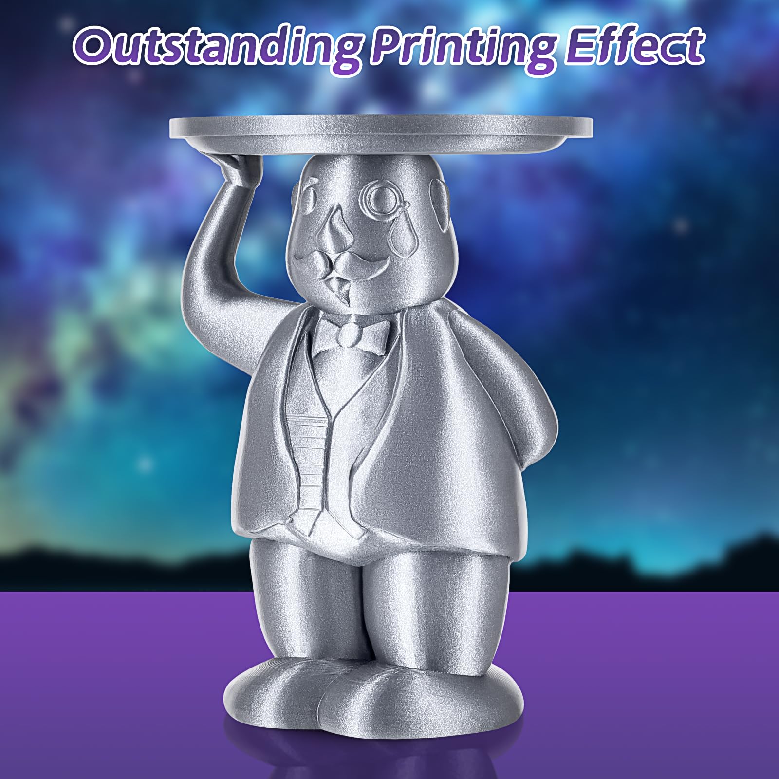 Eryone Sparkly Glitter Shining Pla Filament For 3D Printer, 1.75Mm, Tolerance: 0.03Mm, 1Kg(2.2Lbs)/Spool, Silver