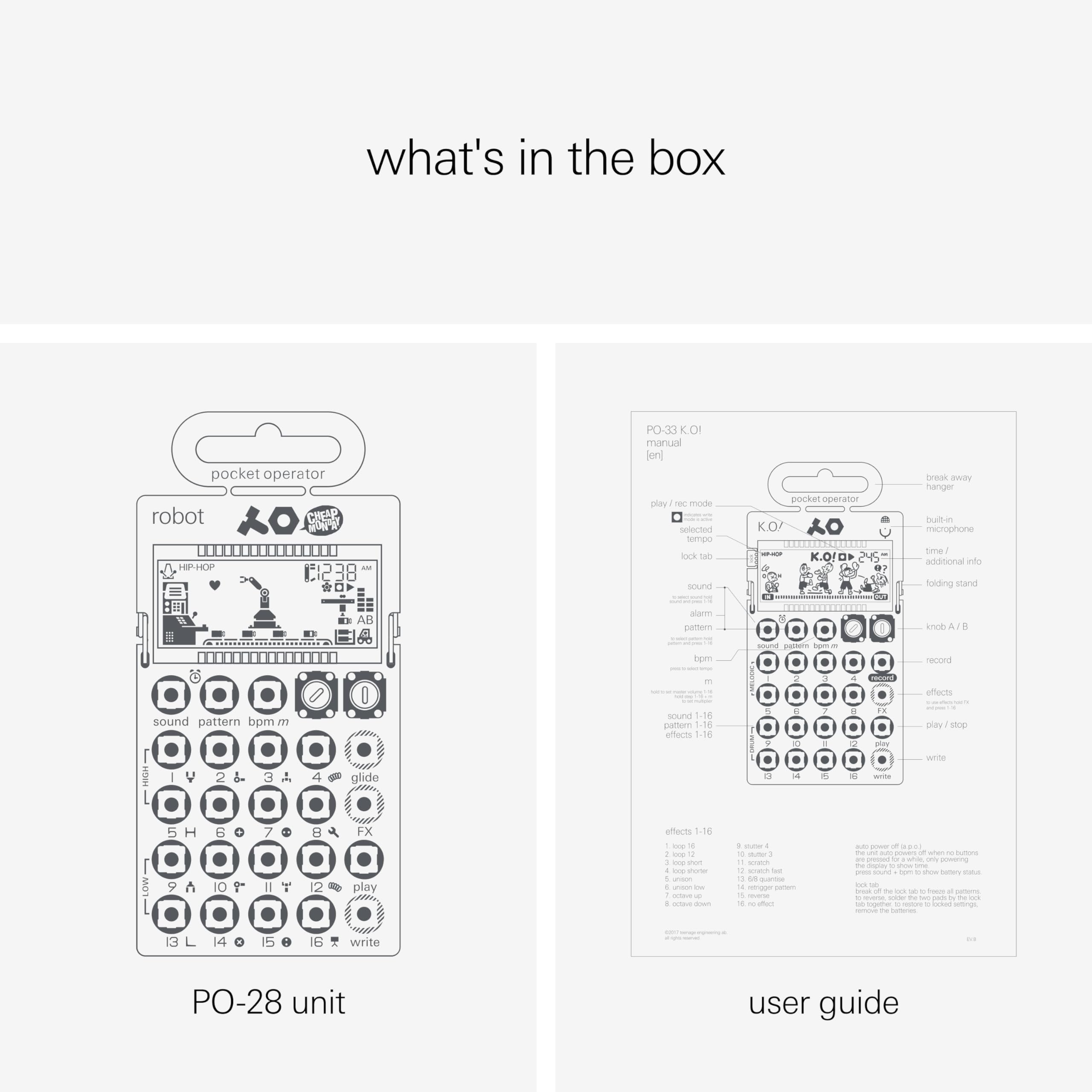 Teenage Engineering Pocket Operator Po 28 Robot, Live Synthesizer And Sequencer, With Parameter Locks, Glide Control And Punch I