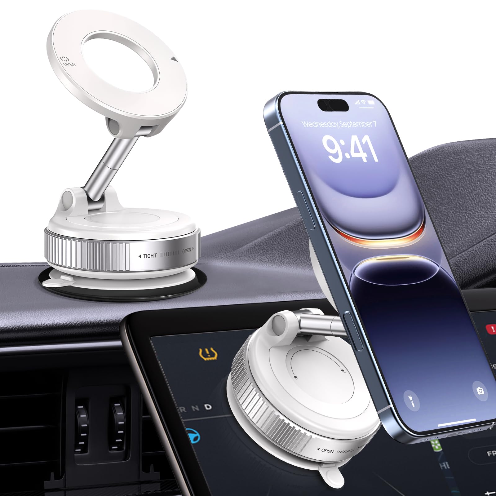 360 Rotatable Vacuum Magnetic Phone Holder, Foldable And Retractable Suction Cup Car Phone Mount For Car/Gym/Mirror/Smooth Surfa