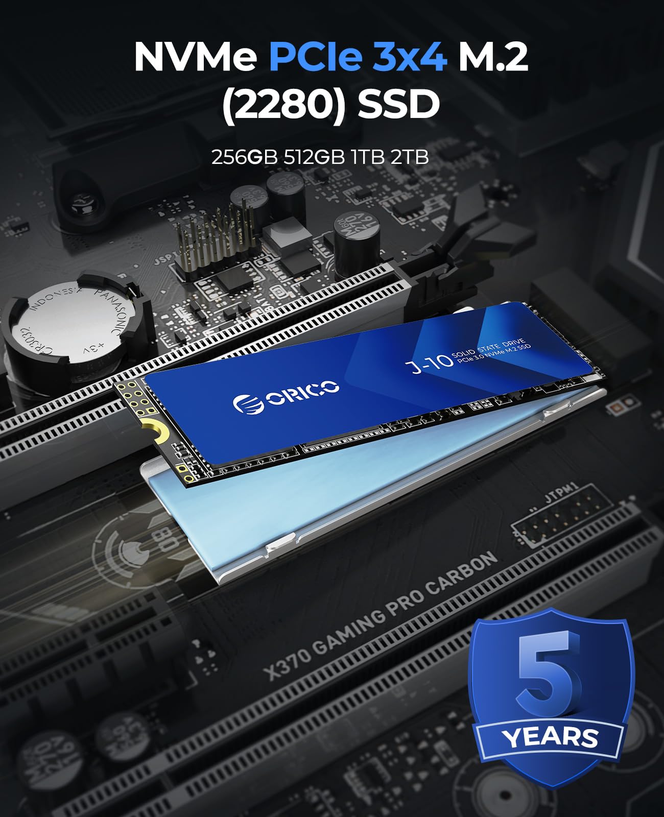 Orico Nvme Ssd 1Tb M.2 With Heatsink, Up To 3100Mb/S Pcie Gen3X4 2280 Internal Solid State Drive, Slc Cache 3D Nand, Compatible