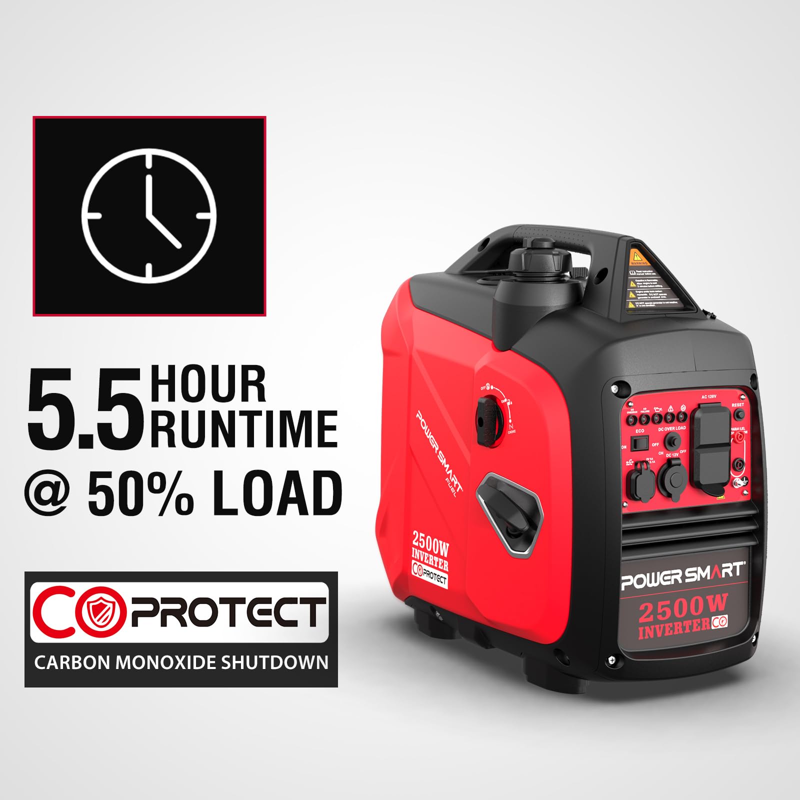 Powersmart 2500-Watt Portable Inverter Generator, Quiet For Camping