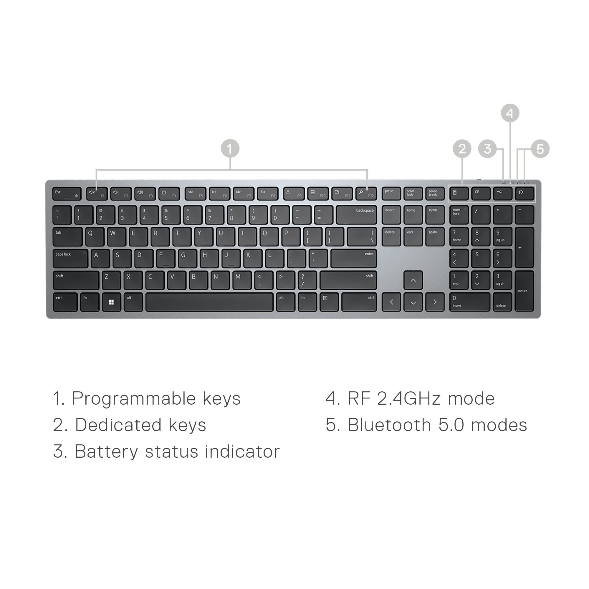 Dell Premier Multi-Device Wireless Bluetooth Keyboard And Mouse - Km7321W
