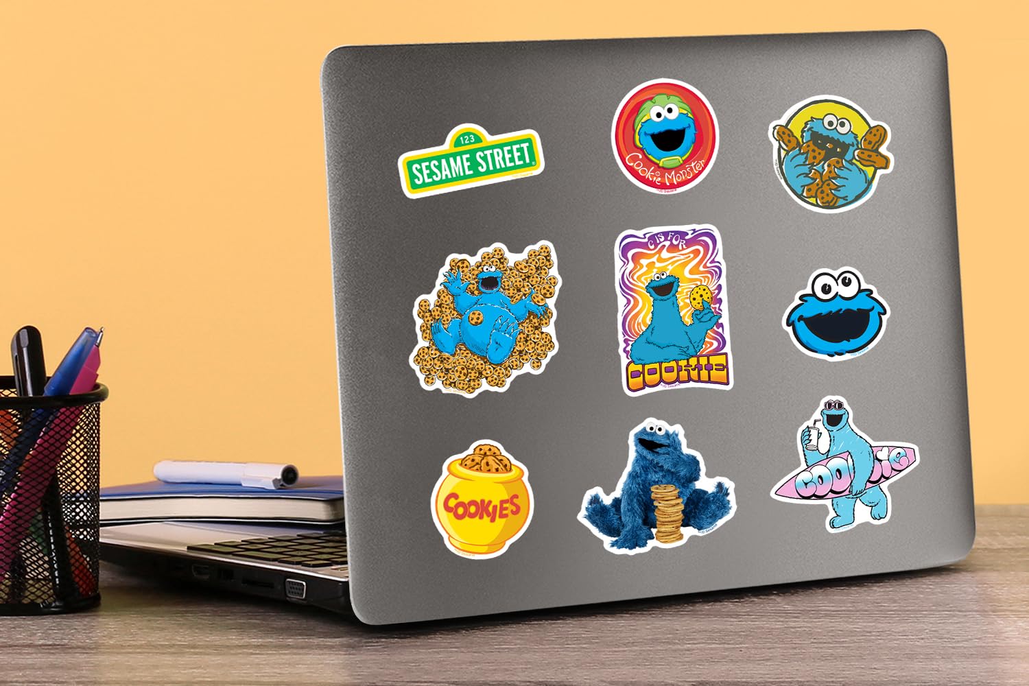 Sesame Street Cookie Monster 50Ct Vinyl Large Deluxe Stickers Variety Pack   Laptop, Water Bottle, Scrapbooking, Tablet, Skatebo