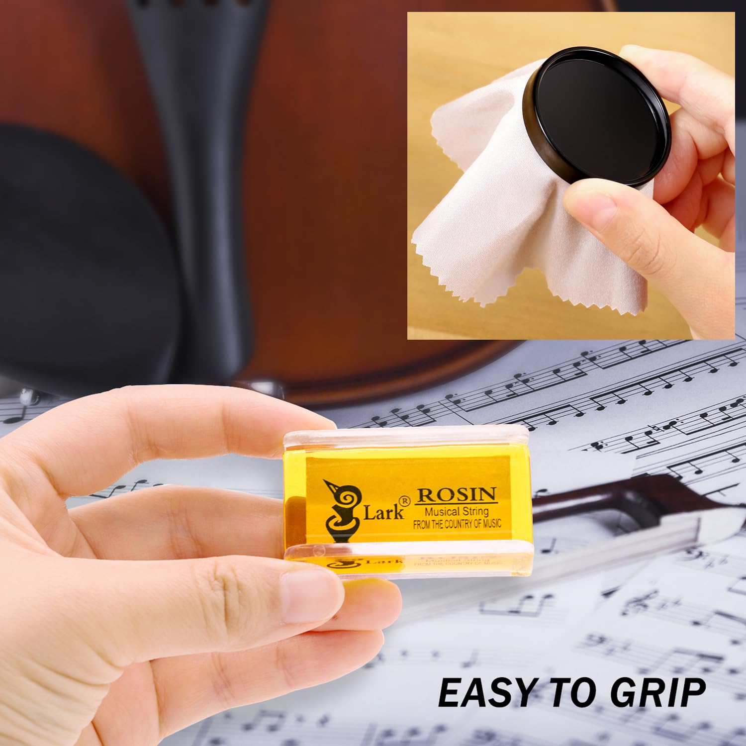Fansjoy Violin Rosin 2 Pack, Natural Rosin With Case, Light Low Dust Rosin For Violin Viola And Cello Bows