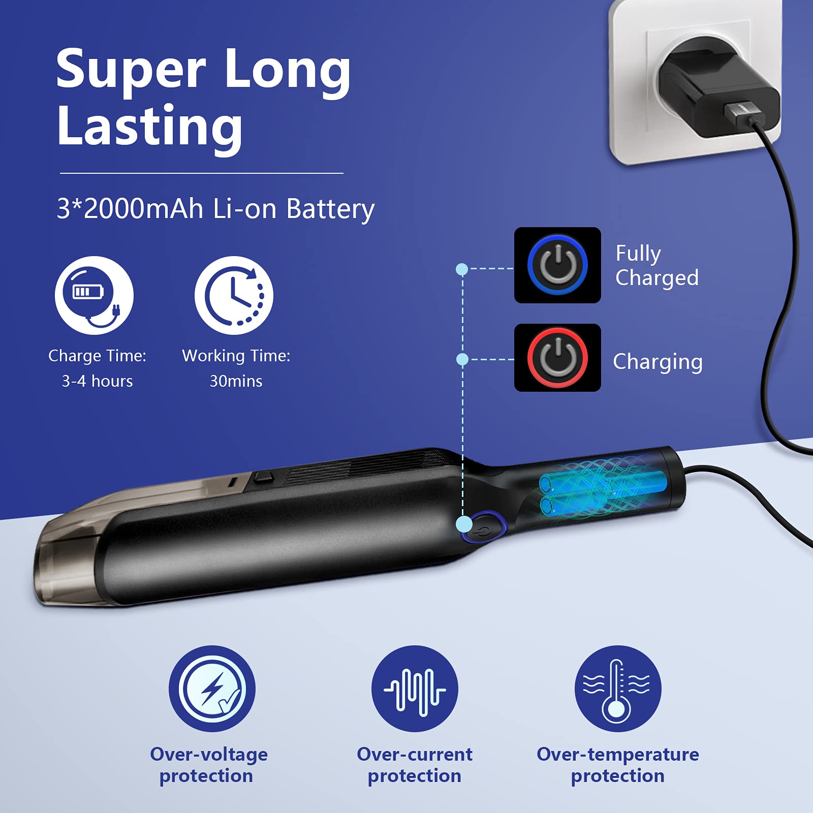 Laopao Portable Car Vacuum Cleaner High Power 9Kpa Hand Vacuum Cordless Rechargeable Handheld Vacuum 3X2000Mah Li Ion Battery Qu