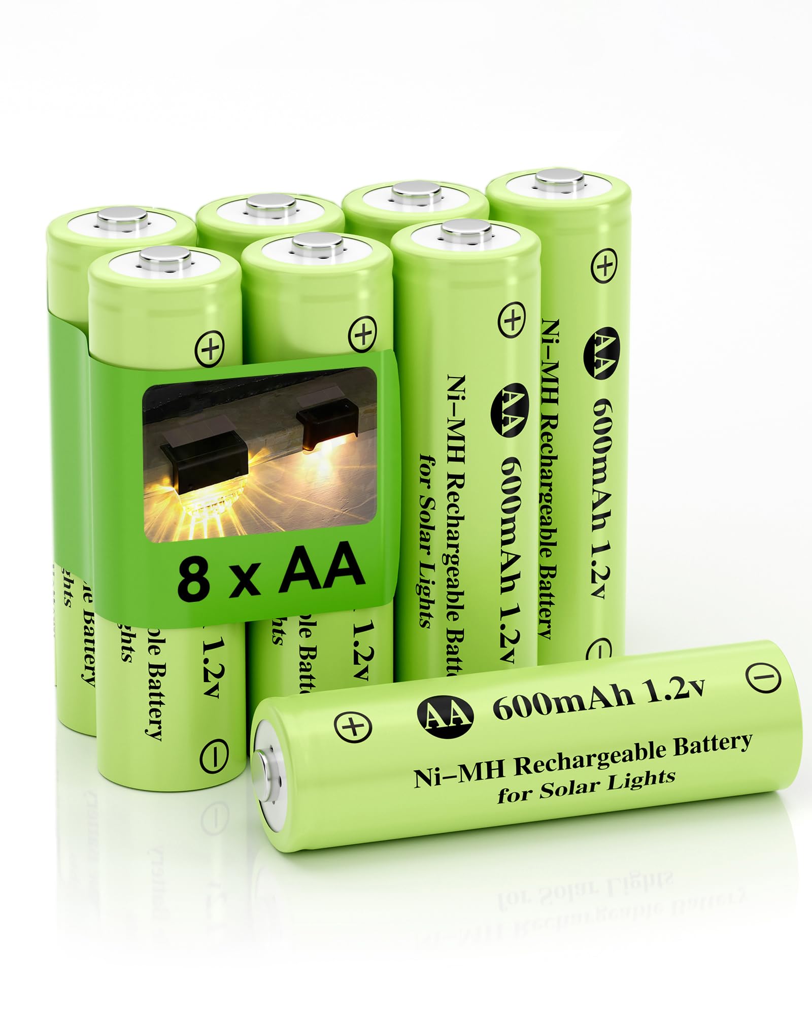 Howardly Ni-MH AA 600mAh 1.2v Rechargeable Battery for Solar Lights, Double A 1.2V Rechargeable Battery Pre-Charged, Low Self - 
