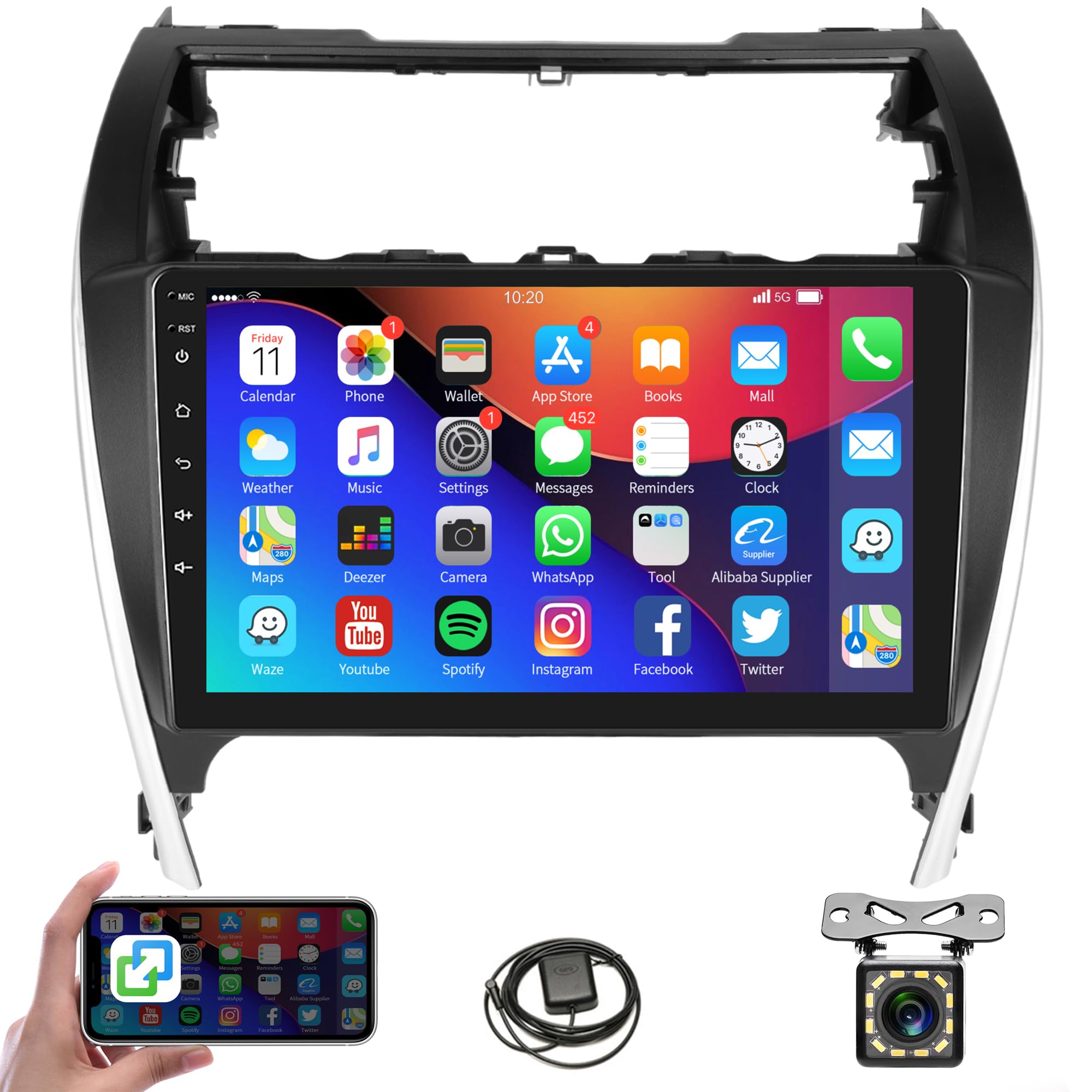 Car Radio Stereo For Toyota Camry 2012 2013 2014, 1G+32G Rimoody Android 13 10.1 Inch Touch Screen Gps Bluetooth Wifi Fm Radio M