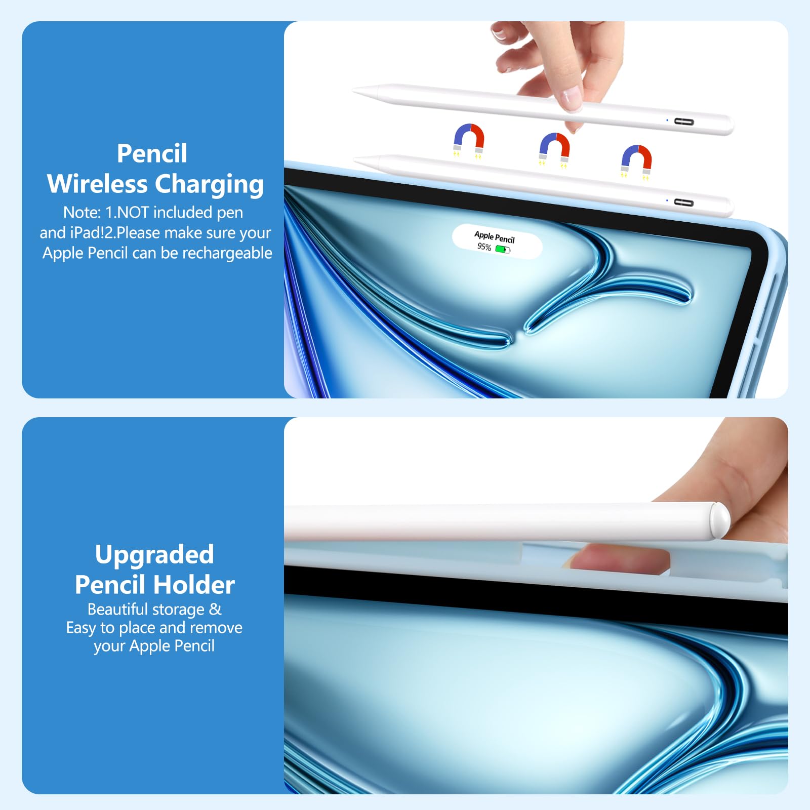 Amzcase For Ipad Air 11 Inch M2(2024) Pro 11 Inch Case With Keyboard,Detachable Wireless Keyboard & Pencil Holder For Ipad Air 4