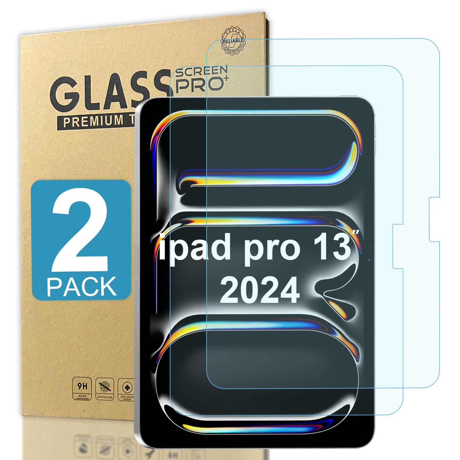 2 Pack Tempered & Anti Blue Light Screen Protector For Ipad Pro 13Inch 2024 6Th Gen M4,Pencil Compatible,Tempered Glass Screen P