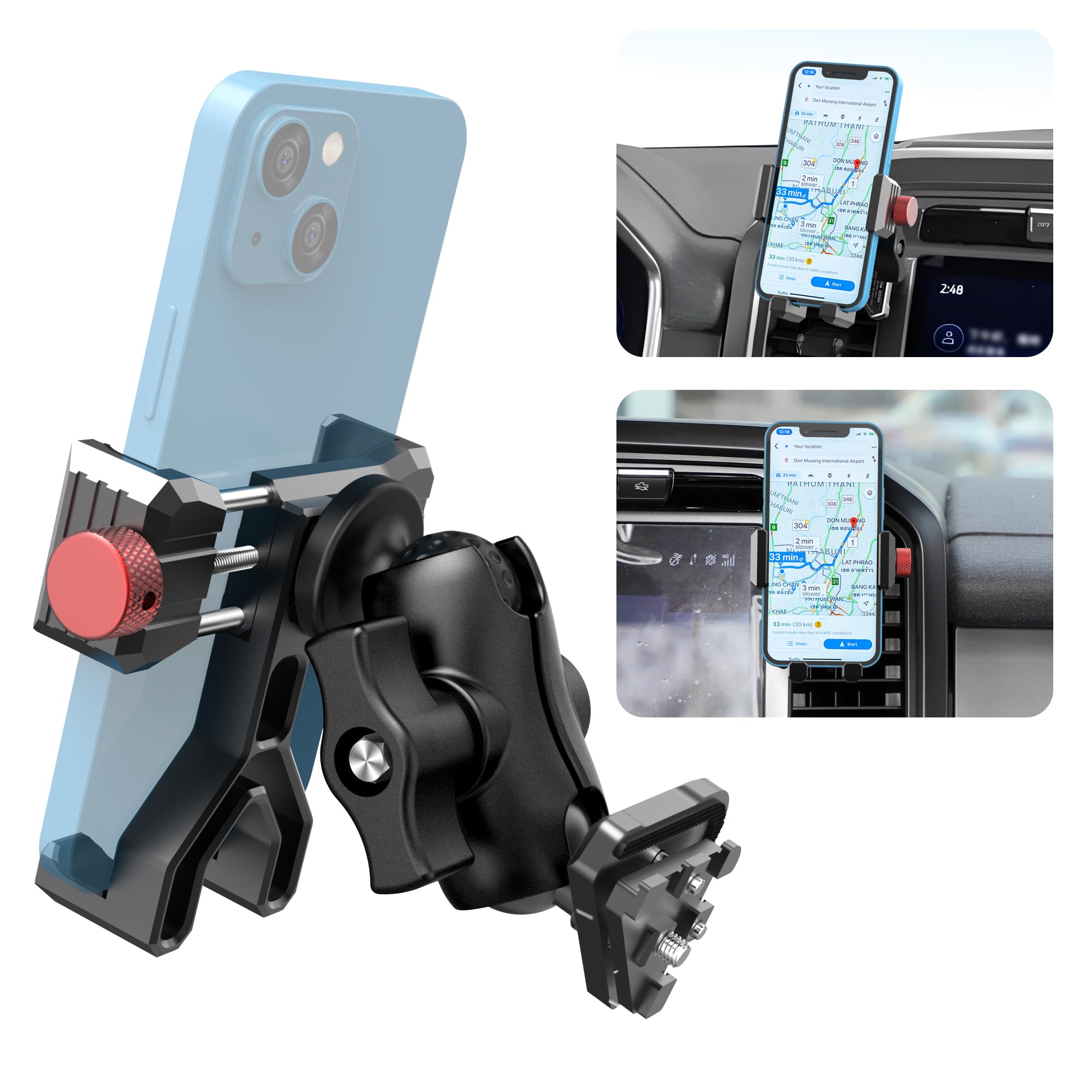 Koqeiey Aluminum Phone Mount For Ford F-150 2021-2024, Ford F-250/F-350 2023-2024, F-150 Lightning Xl&Pro, Vent Cell Phone Holde