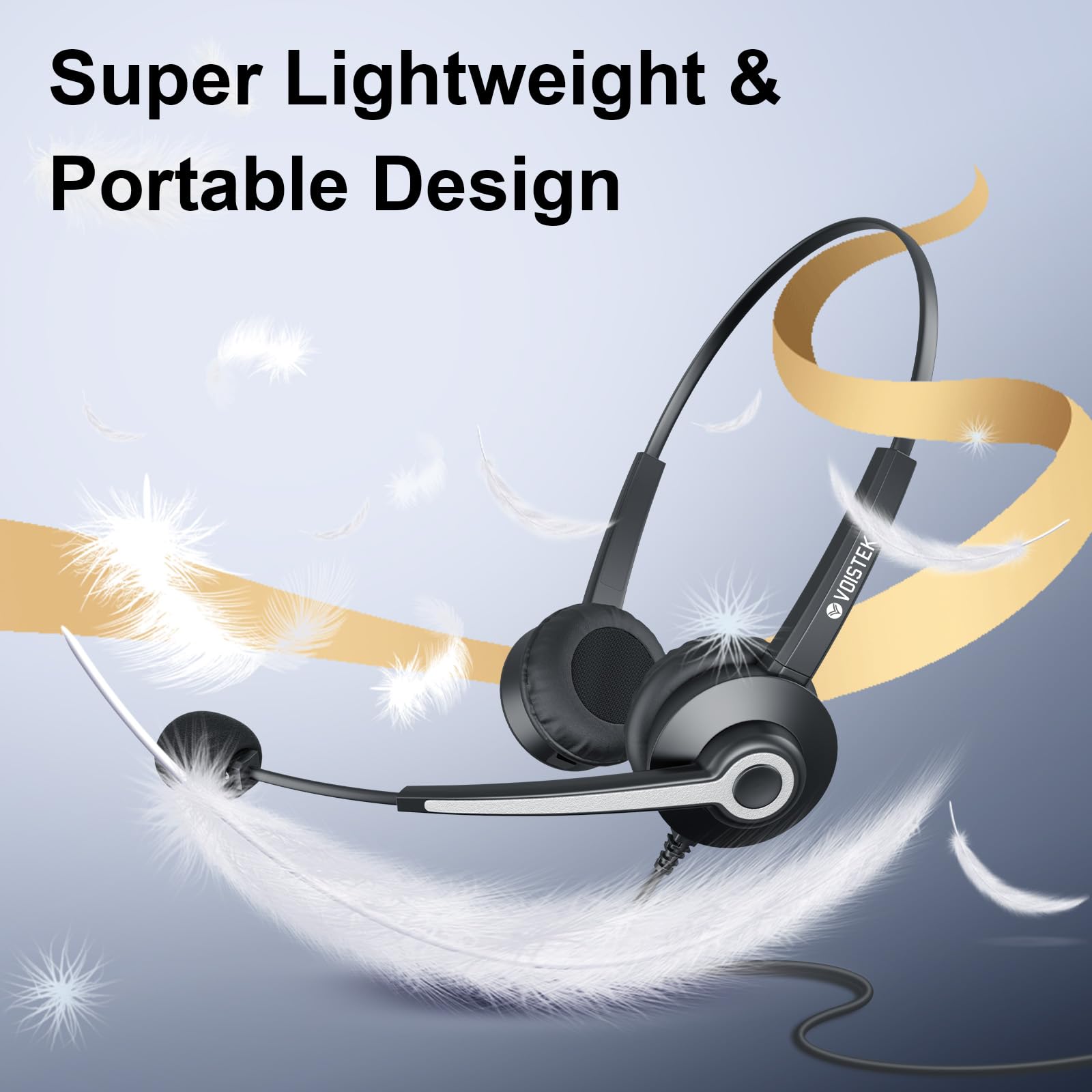 Voistek Wired Usb Headset With Microphone For Laptop/Pc/Macos,On Ear Headphones With Noise Cancelling Mic,In Line Control For Calls, Office, Home, Zoom, Skype, Team(3.5Mm+Usb A/C)