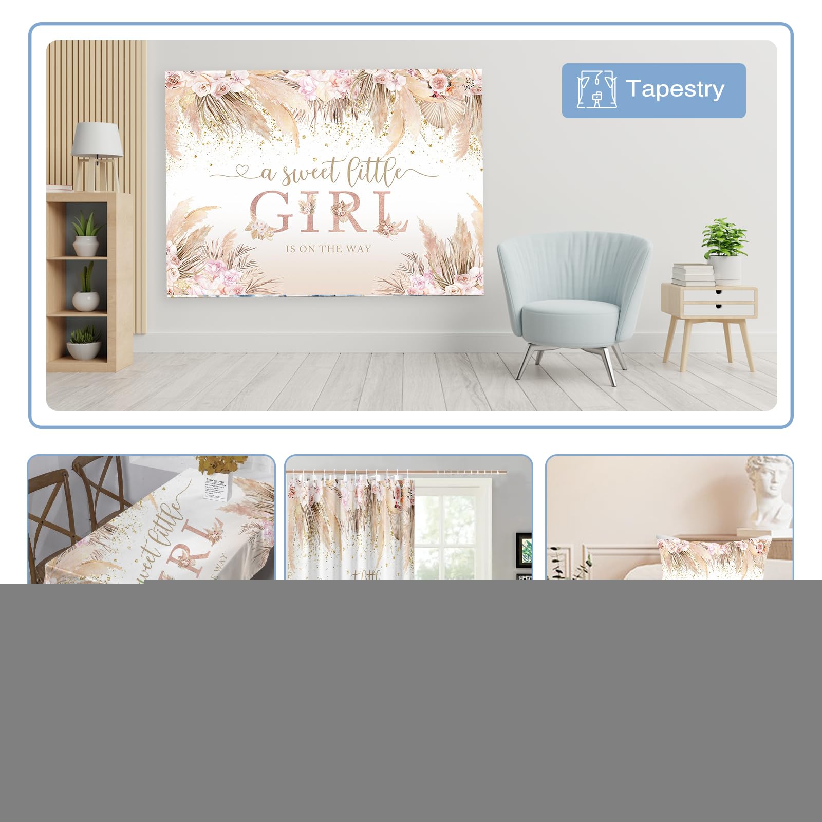 Mocsicka Boho Hello Baby Backdrop Boho Chic Pink Flowers Baby Shower Background A Sweet Little Girl Is On The Way Party Cake Tab