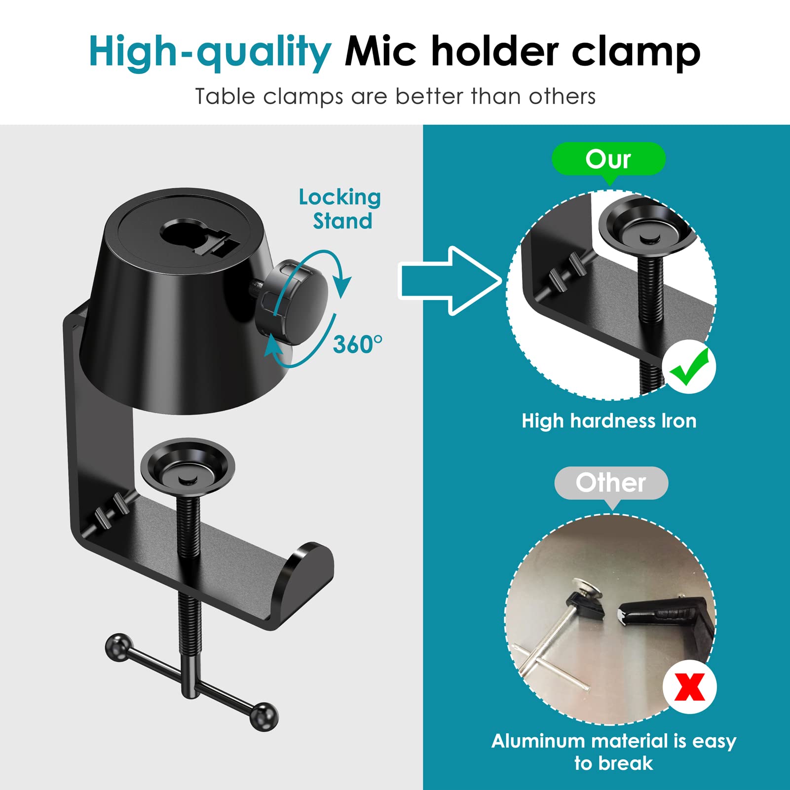 Mic Boom Arm Stand Compatible with Shure SM7B, MV7, Blue Yeti Mic, HyperX QuadCast Mic and Most Microphones, Premium Microphone Arm by YOUSHARES