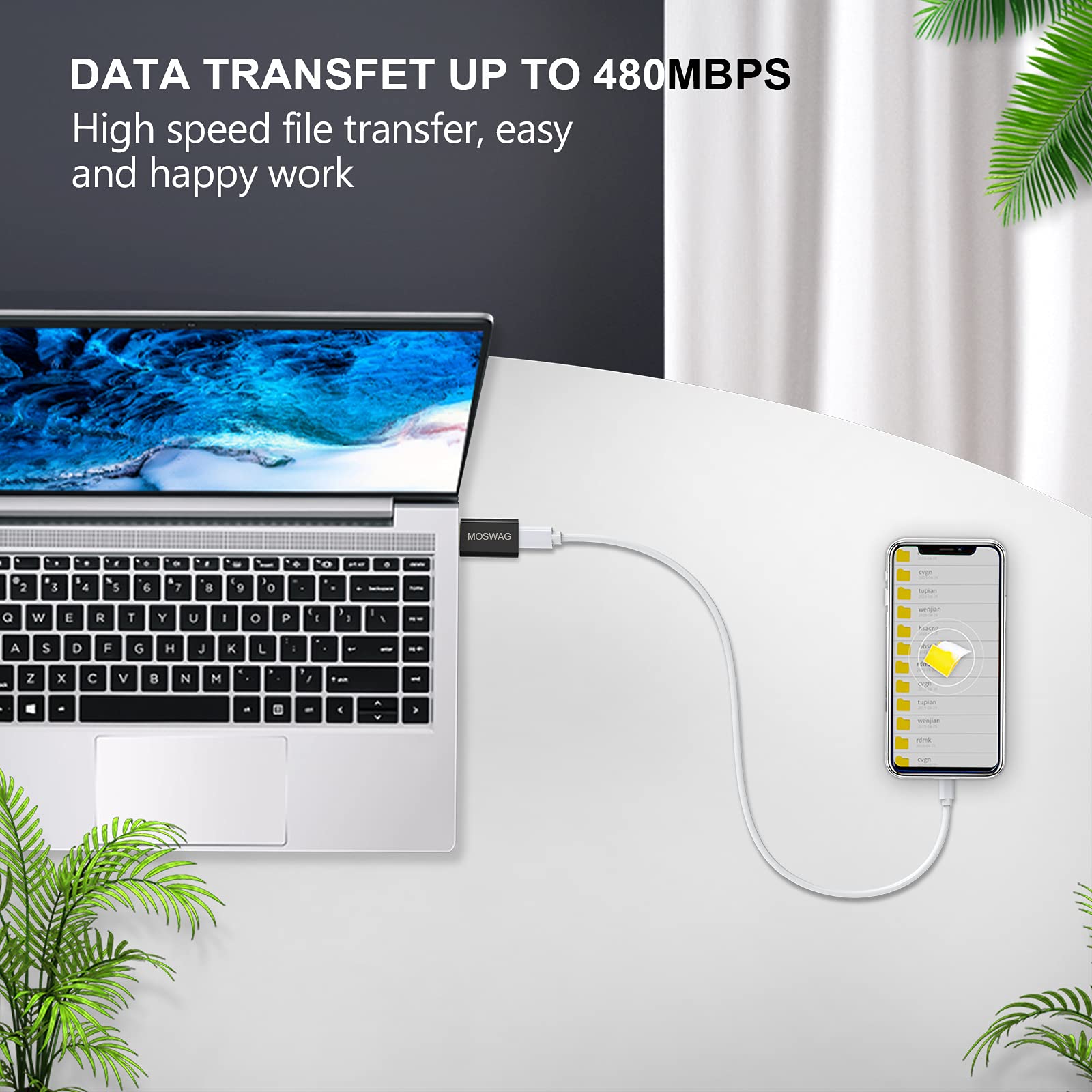 Moswag 2 Packs Usb C To Usb Adapter Usb Male To Type C Female Adapter Type C Adapter Black Compatible With Apple Magsafe Charger