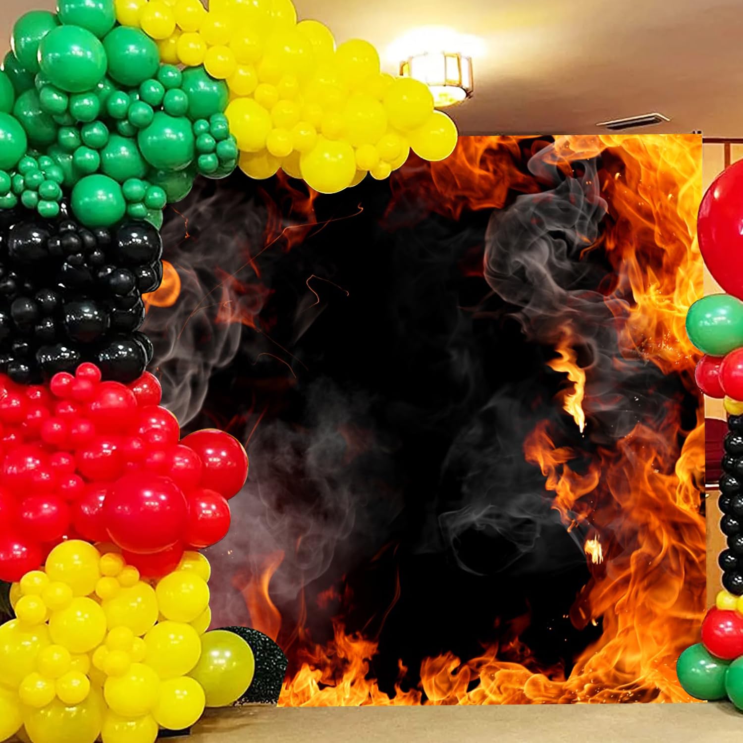 Baocicco 6X6Ft Roaring Fire Backdrop Wallpaper Decor Passion Flame Frame Smoke Black Background Photography Background Vlogger B