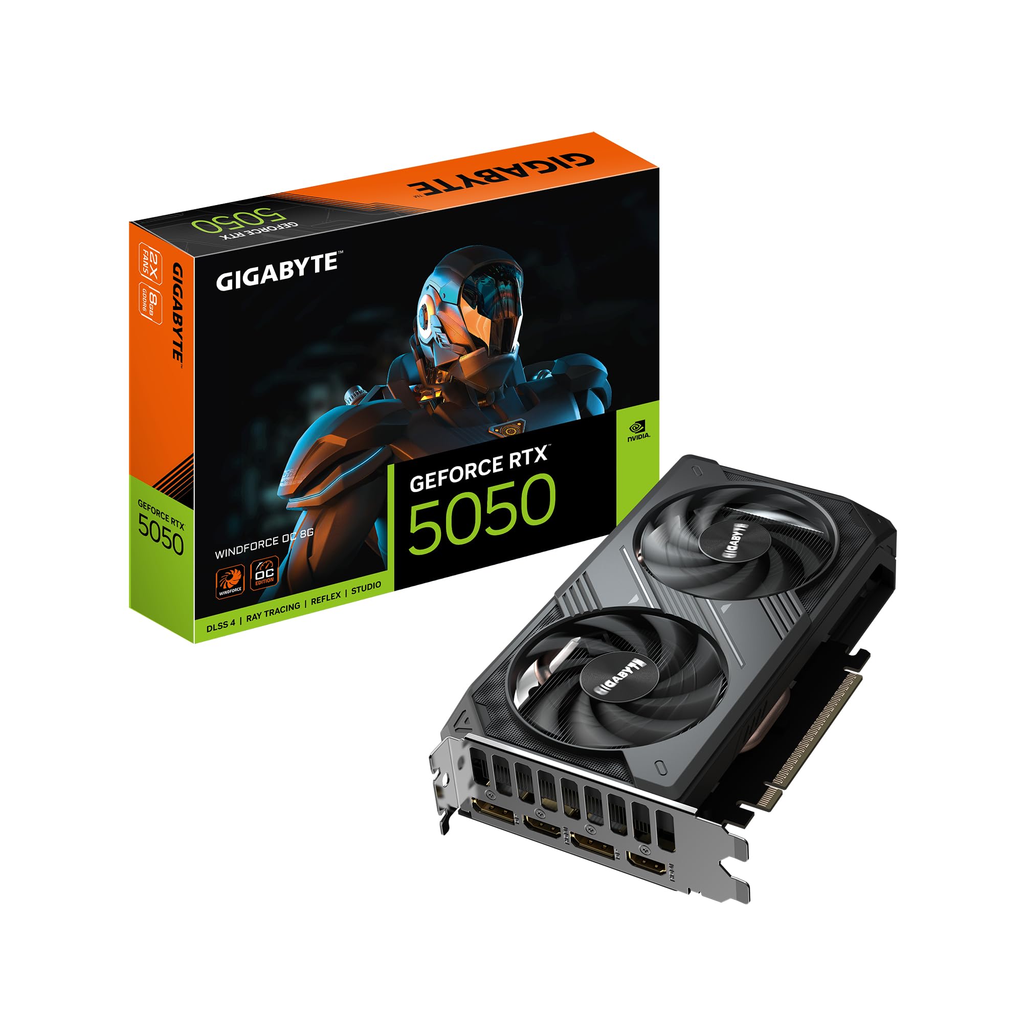 Gigabyte GeForce RTX 5050 WINDFORCE OC 8G Graphics Card - 8GB GDDR6, 128bit, PCI-E 5.0, 2587MHz Core Clock, 2 x DP, 2 x HDMI, NV