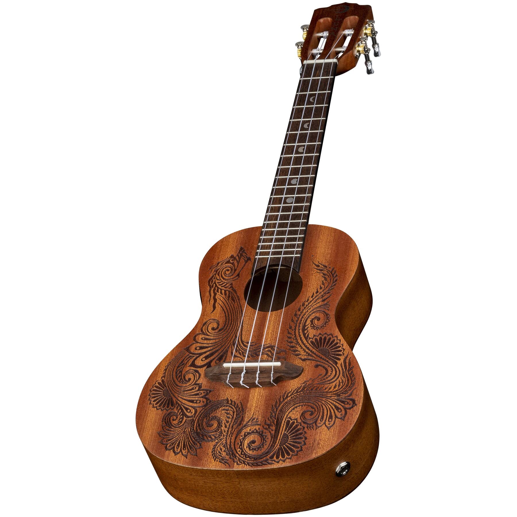 LUNA 4-String Concert Ukulele, Henna Dragon Mahogany with Preamp & Gigbag, Model UKE HEN DRA MAH C
