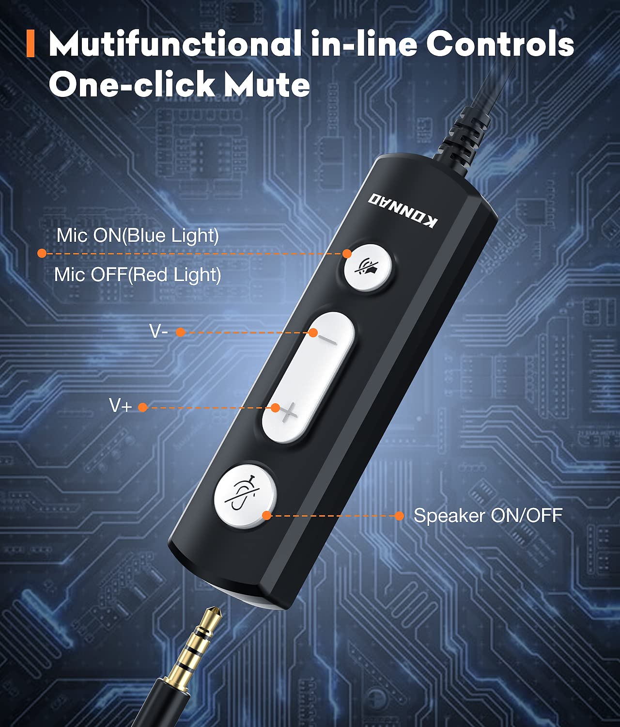 Konnao Usb Headset With Microphone, 3.5Mm Wired Computer Headsets With Noise Cancelling Microphone, Stereo Headphones With Mic F