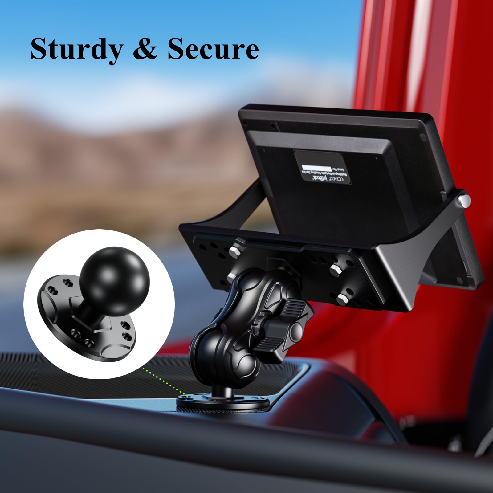 Brcovan 1.5'' Ball Mount Base With Aluminum Alloy Amps Hole Round Plate & 1.5'' Tpu Ball Adapter Compatible With Ram Mounts C Size 1.5 Inch Ball Double Socket Arm