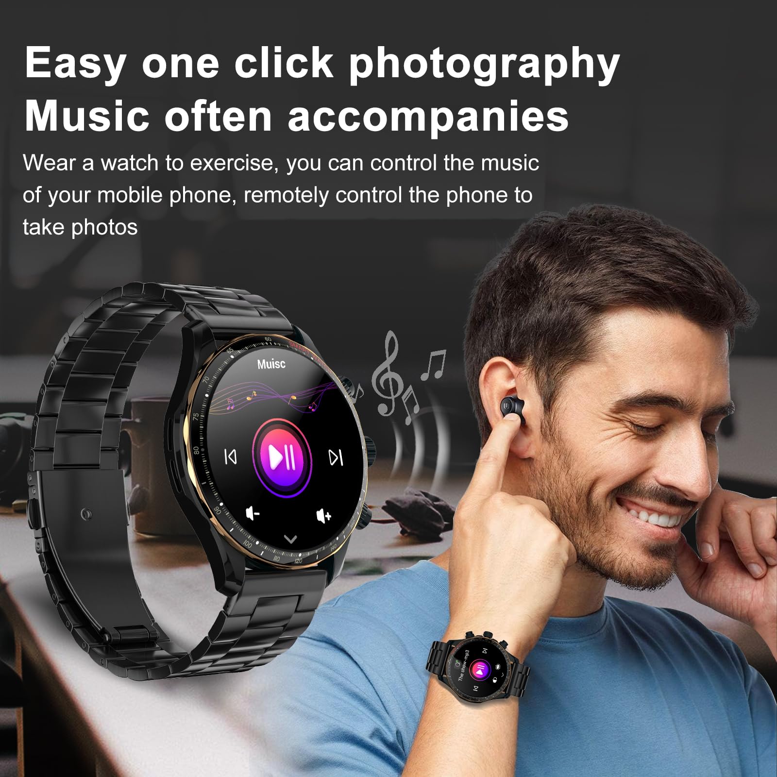 Loghog Smart Watches For Men,1.43 Amoled Display Fitness Watch Ip68 Waterproof Activity Tracker Smartwatches Compass Compatible