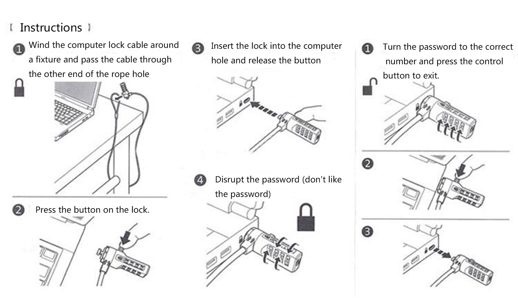 Aomgd 2 Pcs 6 Foot Laptop Lock Notebook Combination Lock Security Cable 4 Digit Password Protections And Theft Deterrent