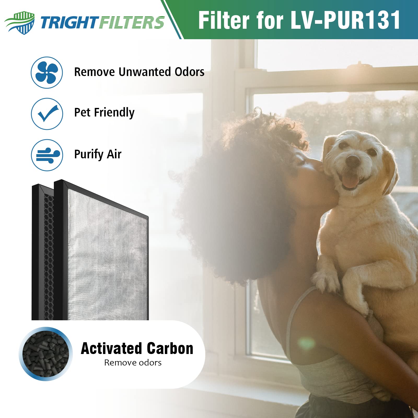 Lv Pur131 Filter Replacement, H13 True Hepa Filter For Levoit Air Purifier Lv Pur131, Activated Carbon Filter Set Compatible Wit