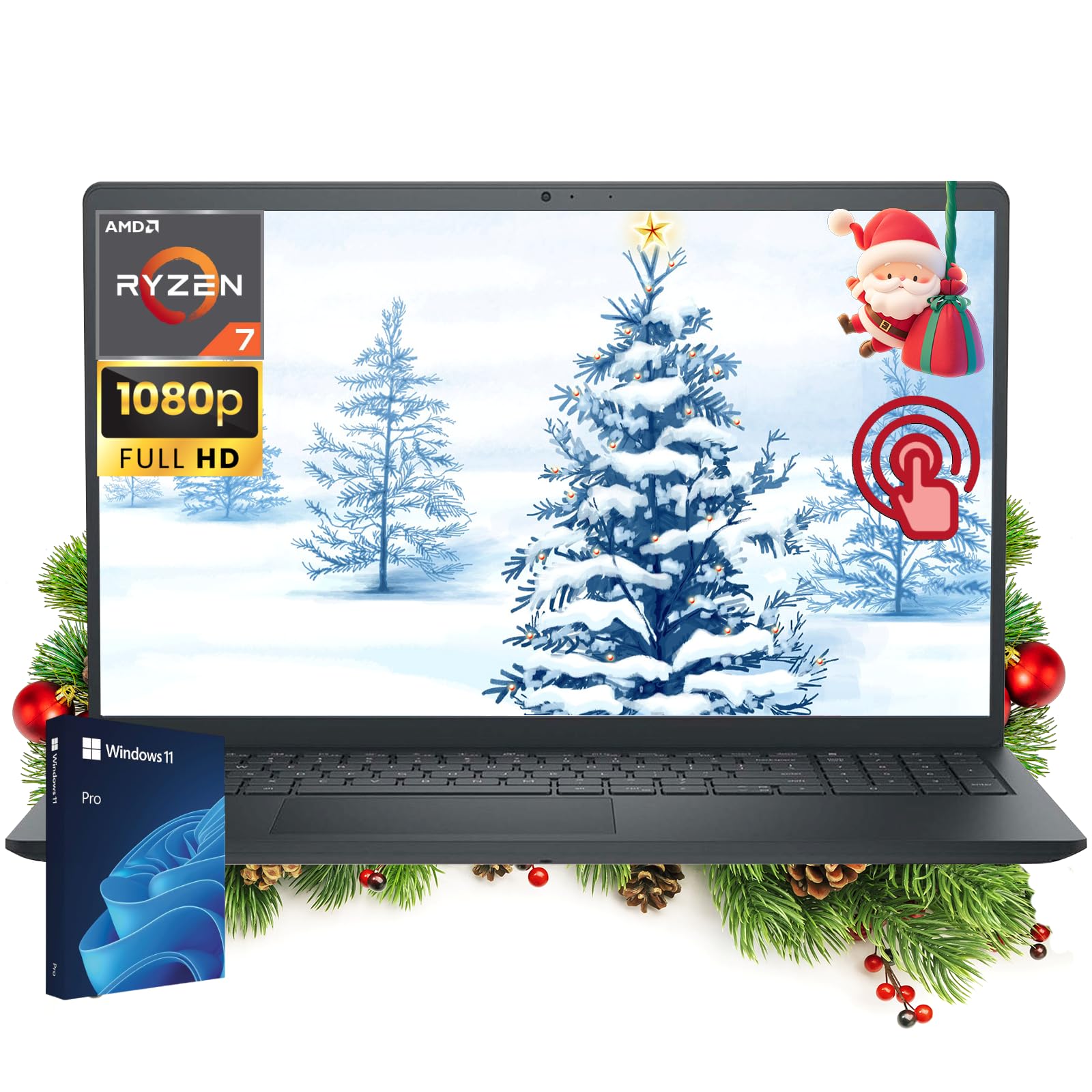 Dell Inspiron 15 3535 Laptop, 15.6 FHD Anti-Glare Touchscreen, AMD Ryzen 7 7730U(15 W, Up to 4.5 GHz), 32GB RAM, 1TB SSD, AMD Ra