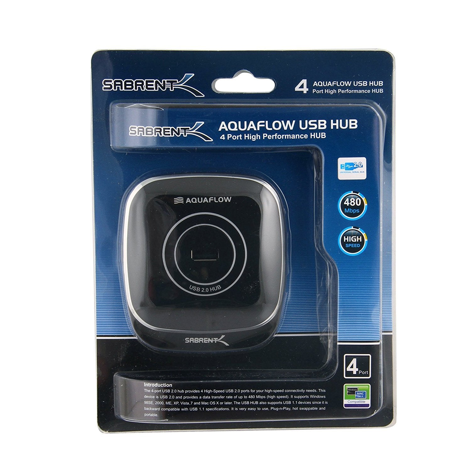 Sabrent 4-Port High Performance Usb 2.0 Hub (Usb-Ahub)