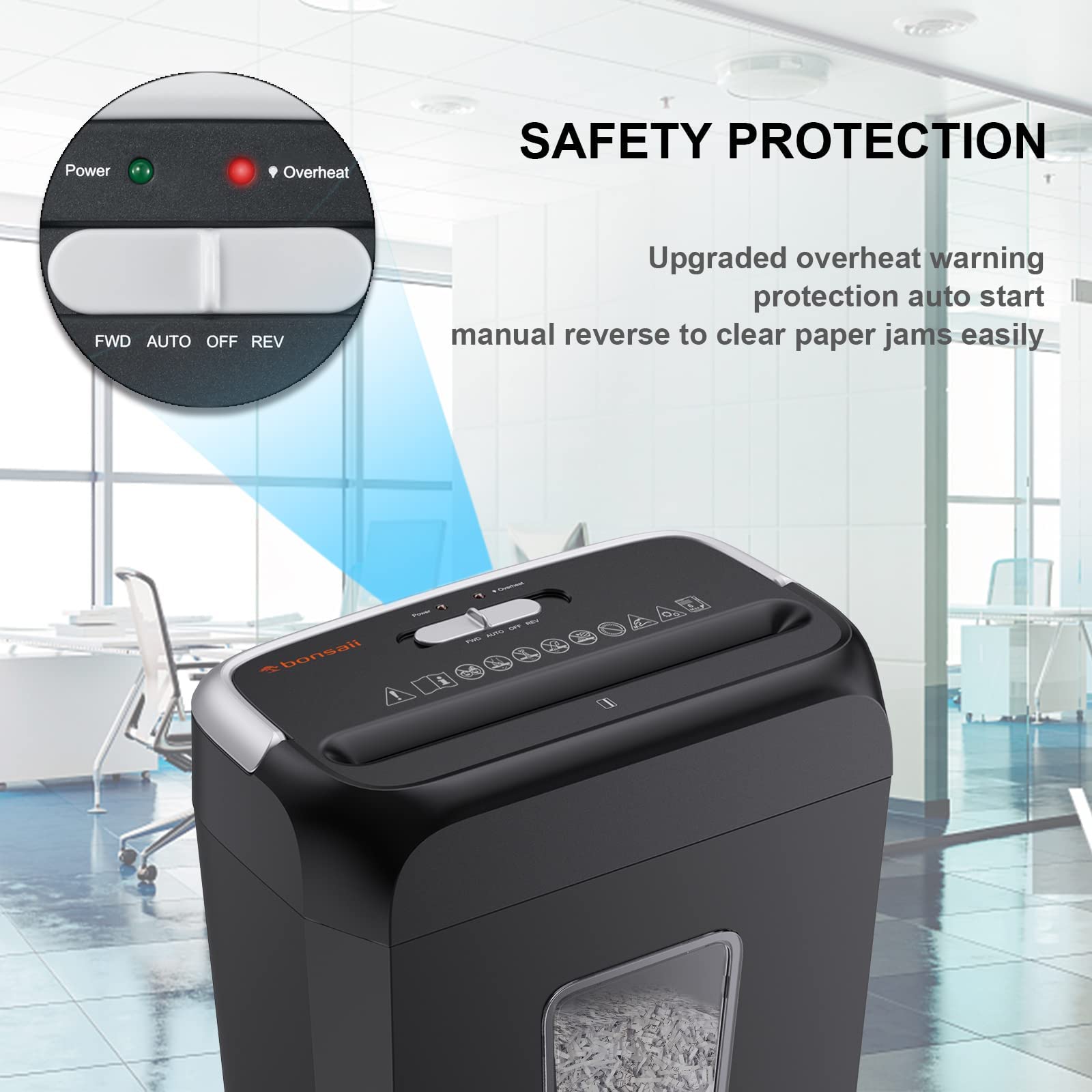 Bonsaii Paper Shredder, 5 6 Sheet Crosscut Shredder For Home Use, 3.4 Gals Wastebasket