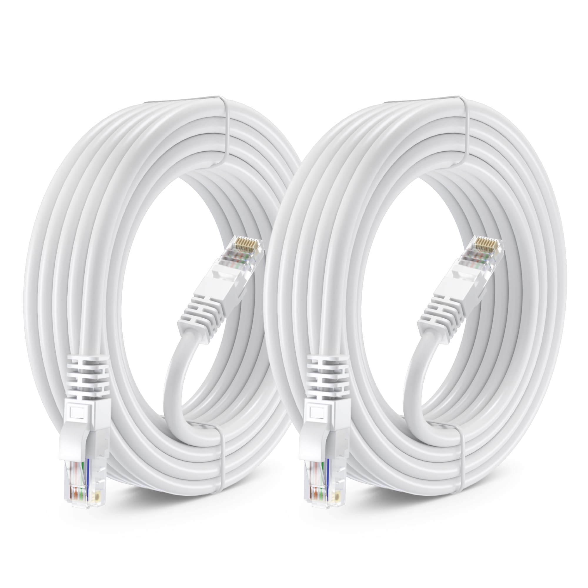 Maximm Cat 6 Ethernet Cable 20 Ft (2 Pack)   High Speed Lan Cable, Internet Cable, Patch Cable, And Network Cable   Utp, 10Gbps, 550Mhz Cat6 Cable   White