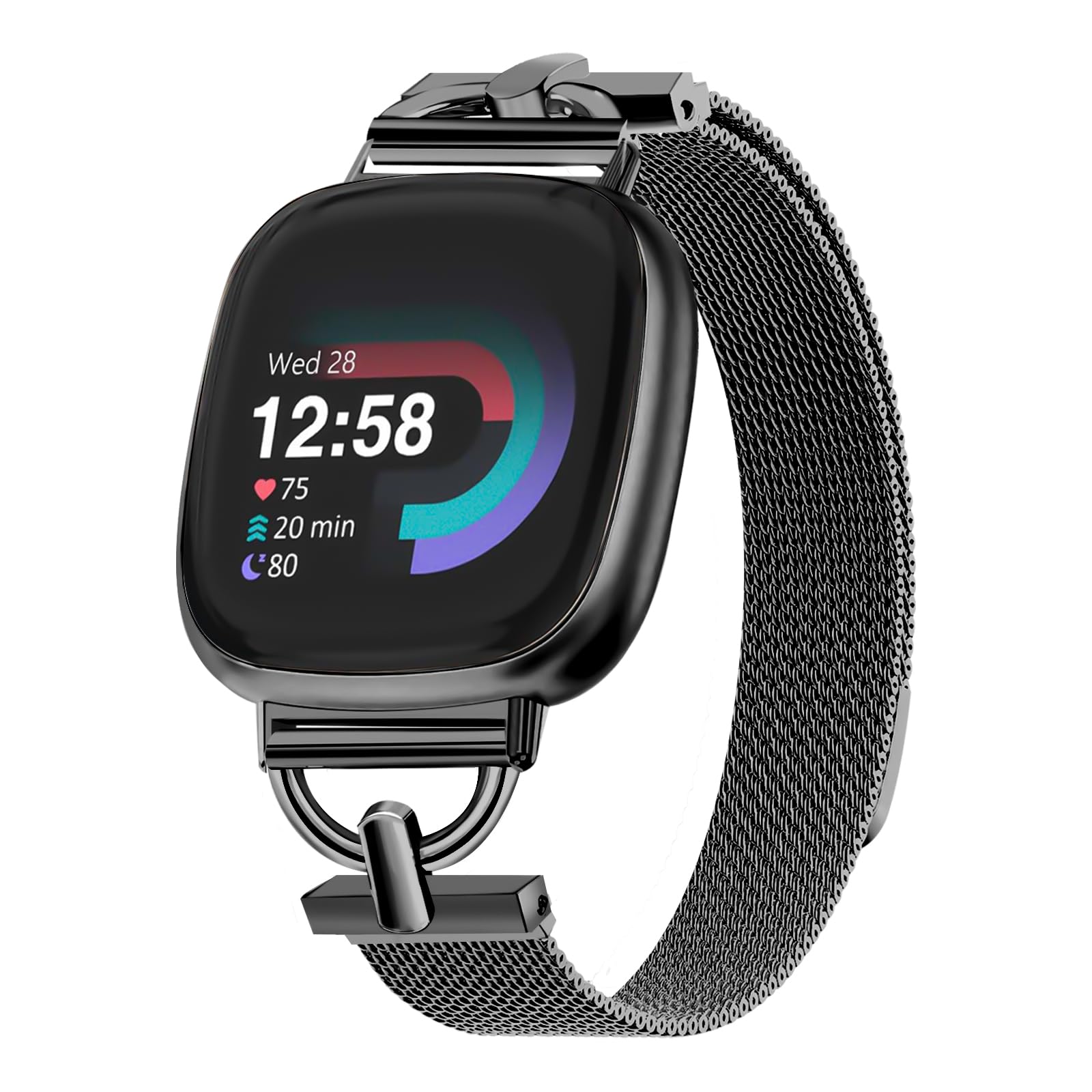 Hayonliy Magnetic Bands Compatible For Fitbit Versa 4/Fitbit Versa 3/Fitbit Sense 2/Fitbit Sense, Mesh Stainless Steel Thin Stra