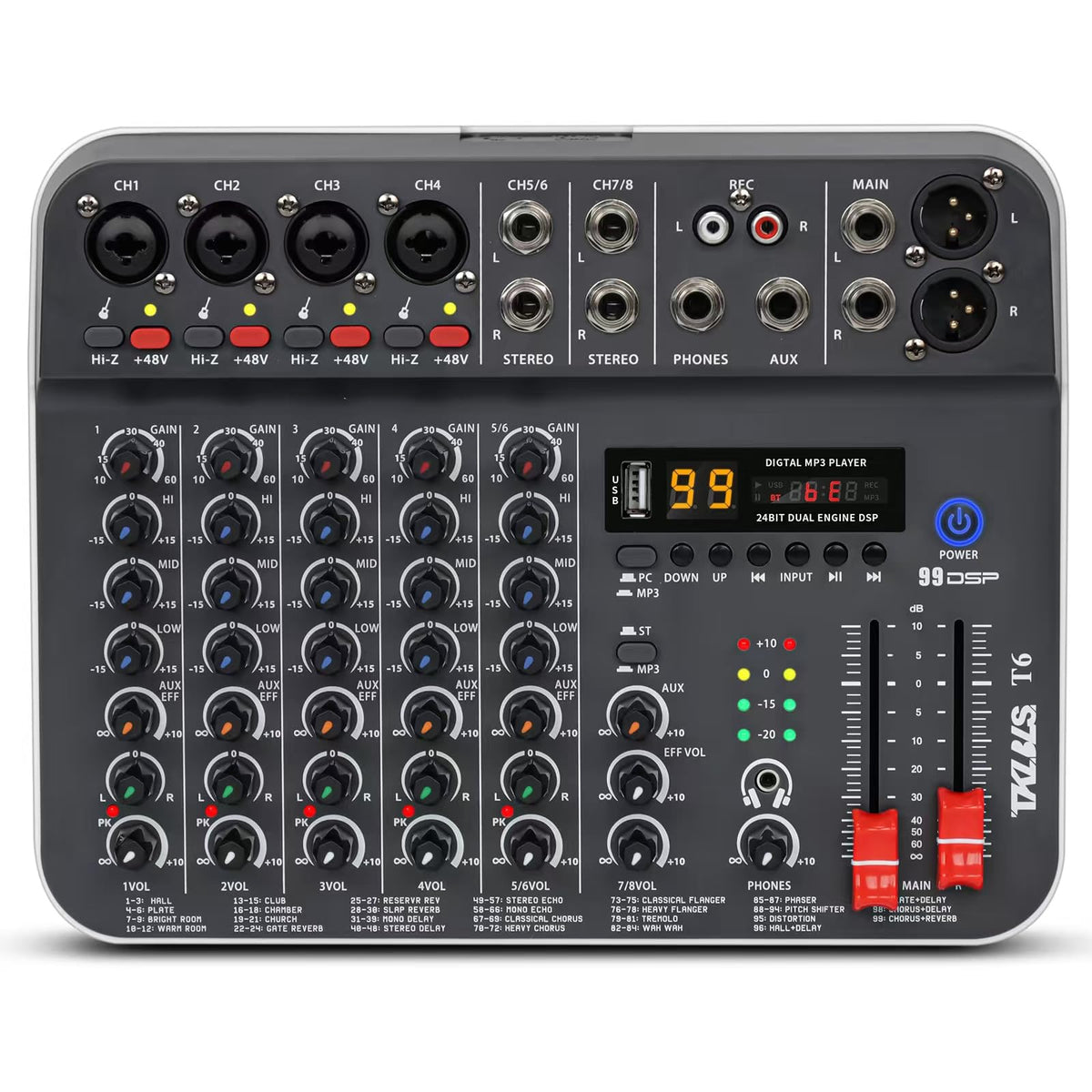 Audio Mixer, TKLBLS Studio Audio Sound Mixer Board, 6 Channel Unpowere ...
