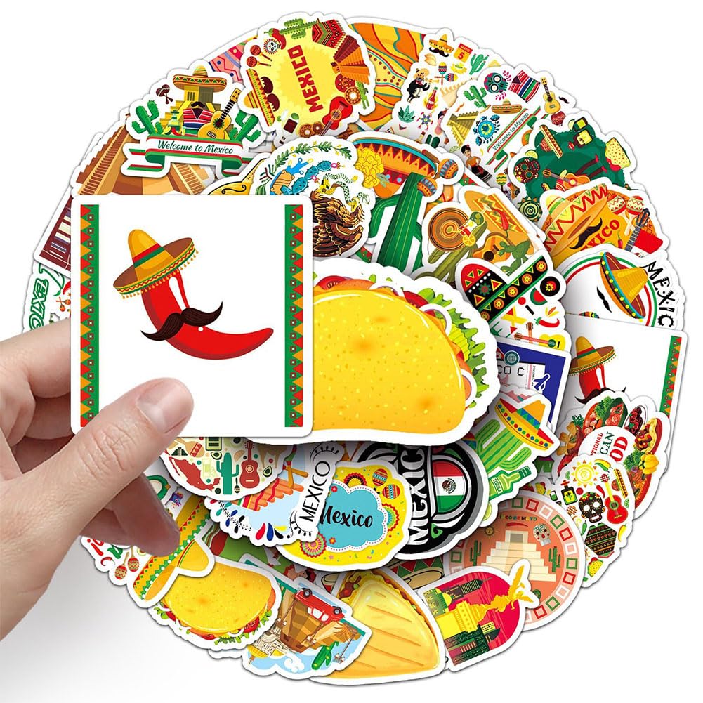 Mexico Stickers |50Pcs Mexican Waterproof Vinyl Decals For Water Bottles Laptop Luggage Cup Mobile Phone Computer Skateboard Ref