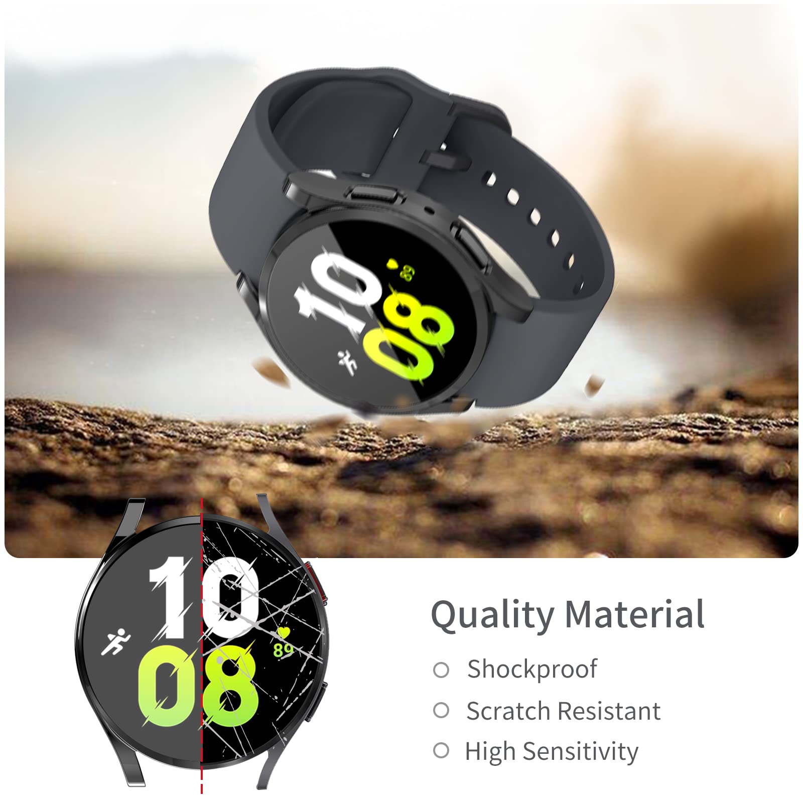 [2Pack] Richone Compatible With Samsung Galaxy Watch 5/Galaxy Watch 4 40Mm 44Mm Screen Protector Case, Full Protection Cover Sof