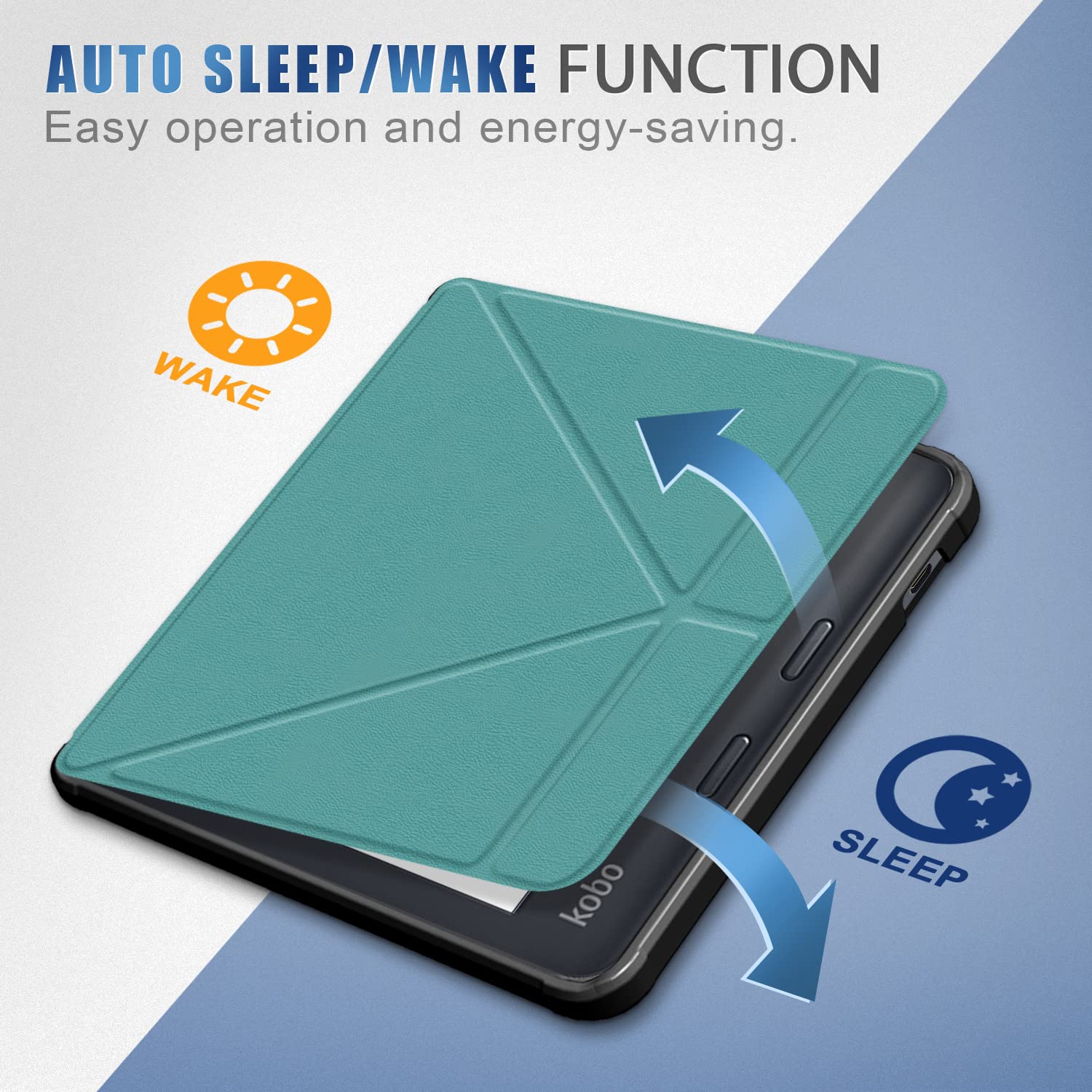 Xuanbeier Soft Tpu Case Compatible With Kobo Libra Color & Kobo Libra 2 7'' Slim Lightweight Shell With Stand Function Auto Wake