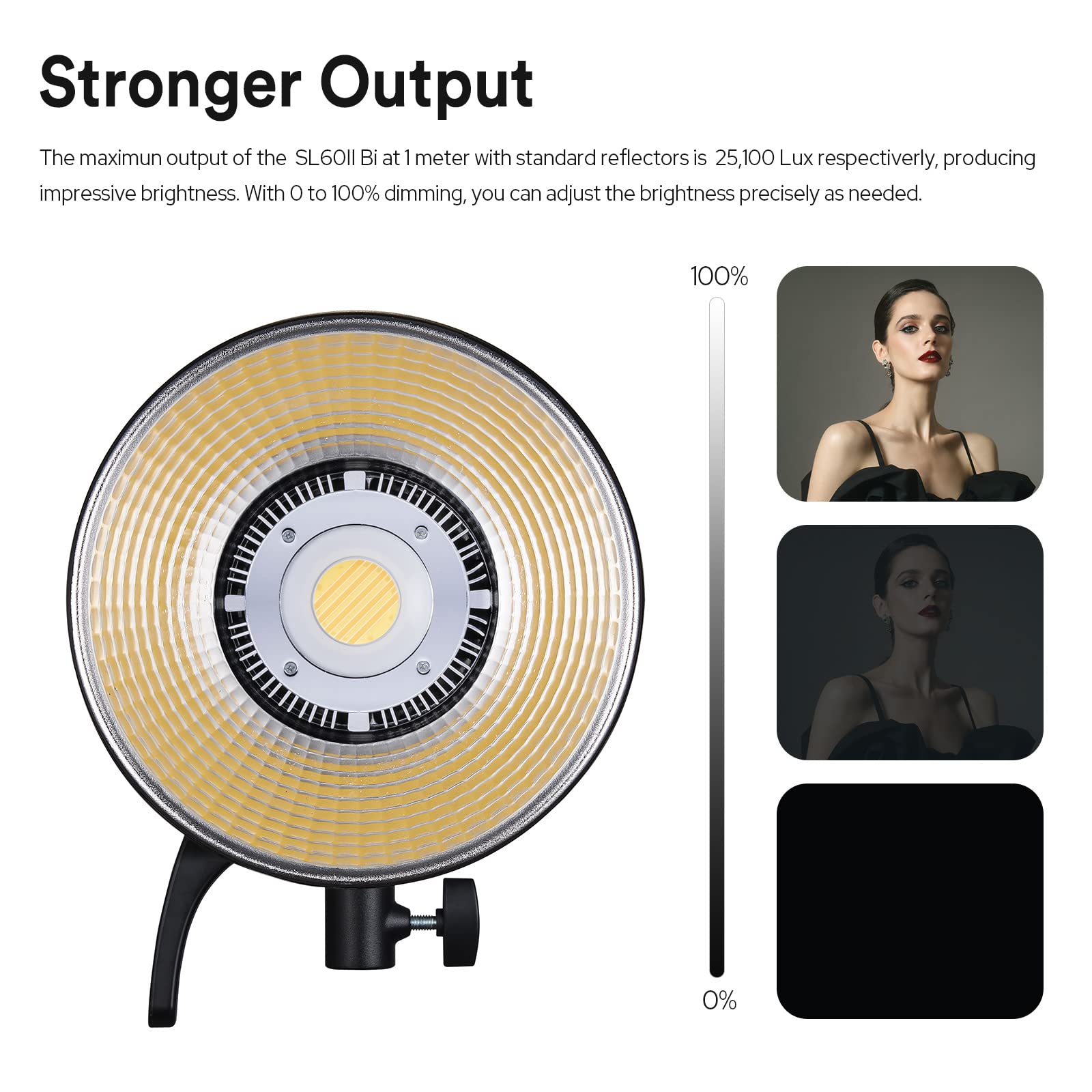 Godox Sl60Iibi Bi Color Led Video Light, 75W 2800K 6500K 25100Lux@1M Cri 96+ Tlci97+ Bowens Mount Led Continuous Light, 11 Fx Ef