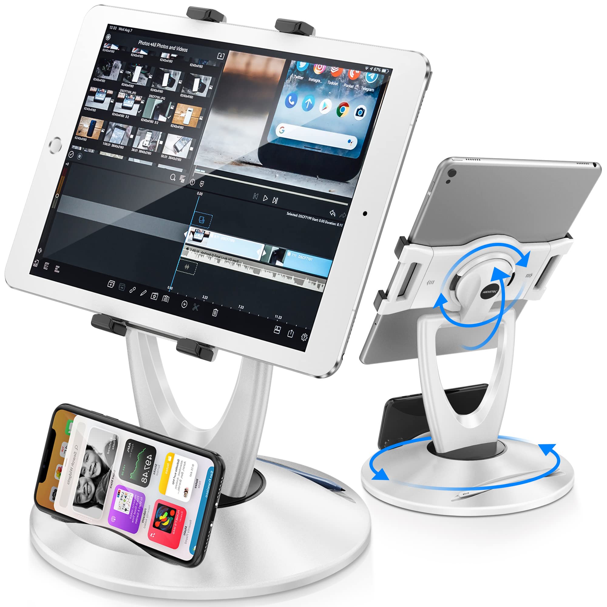 Desklogics Ipad Stand For Desk, Tablet Holder   6 Inch To 13 Inch   Stable, Adjustable   360 Swivel Angle Pen Phone Ipad Stand F