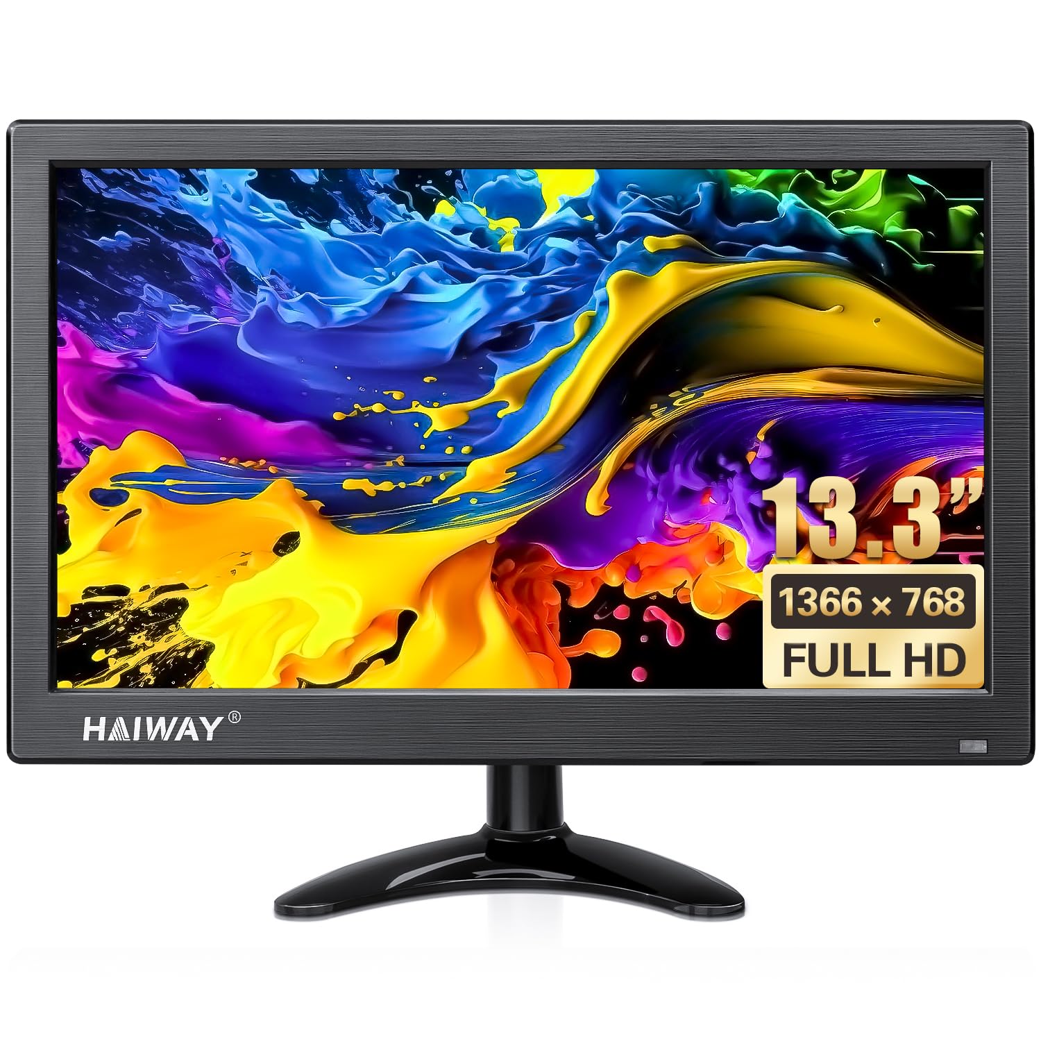 Haiway 13.3 Inch Security Monitor, 1366X768 Led Monitor Small Hdmi Monitor With Remote Control Built In Speakers, Mini Monitor H