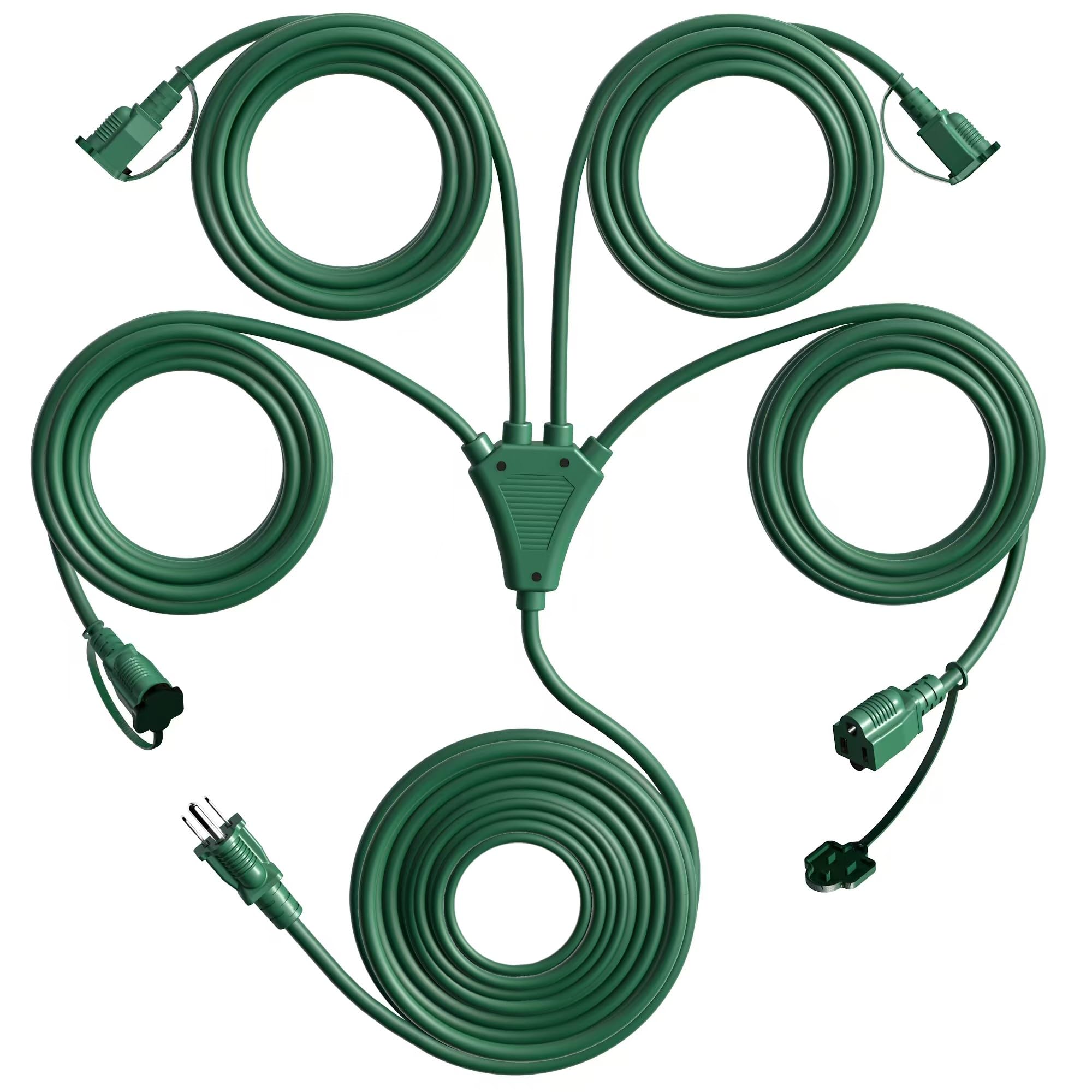 Eversimpleinc 1 To 4 Splitter Extension Cord (Combined 68 Ft, End To End 50 Ft), 3 Prong Plug With 4 Outlets With Weatherproof C