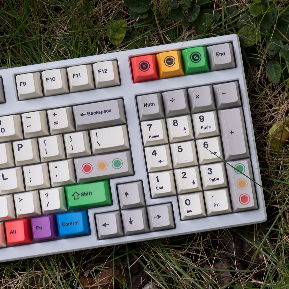 Pbt Grey Beige Keycaps Set Cherry Profile 141 Keys Custom Dye Sub Retro Keyboard Keycaps For 60% 65% 70% 100% Cherry Gateron Mx
