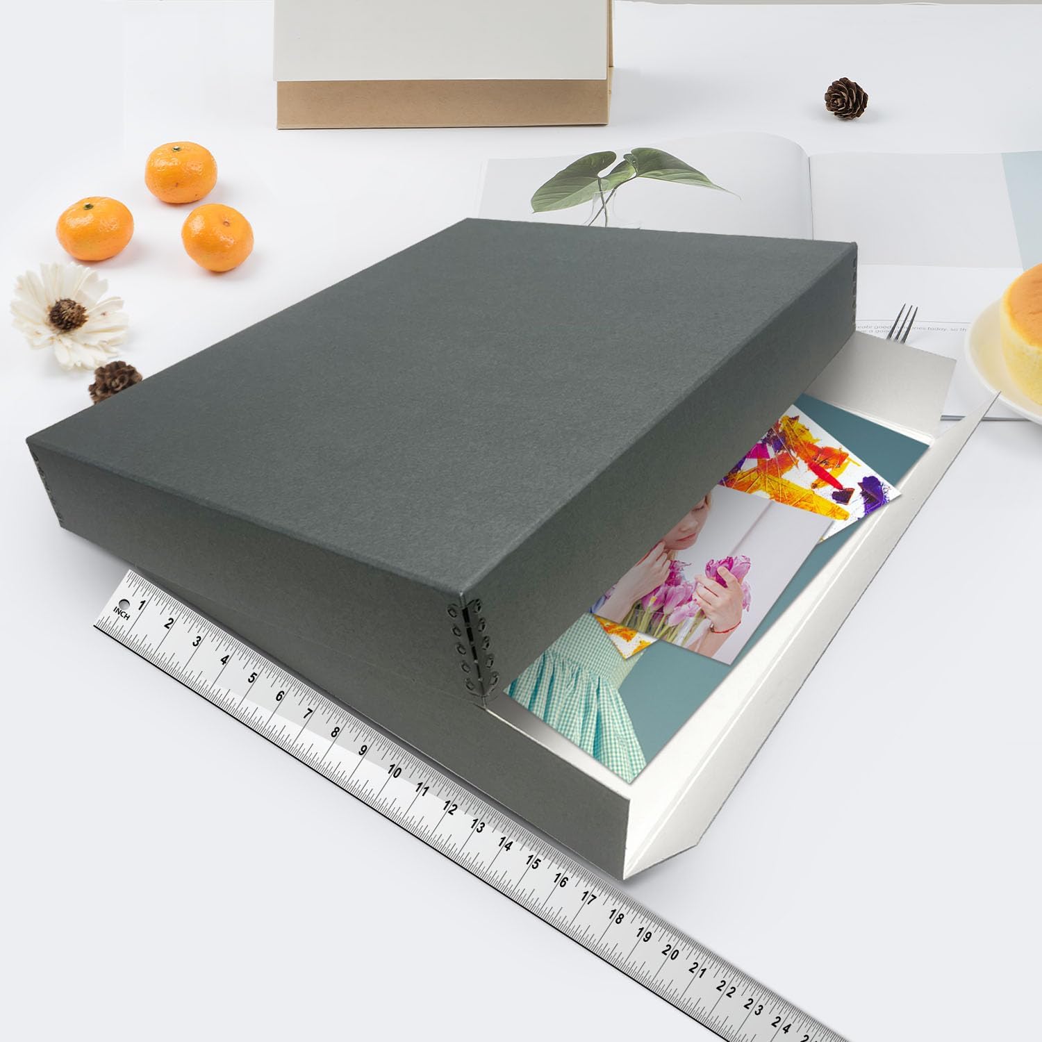 Lineco, 17X22 Gray Museum Archival Storage Box, Drop Front Design. Acid Free With Metal Edge. Preserves Longevity, For Photos Documents Crafts Diy, Pack Of 2