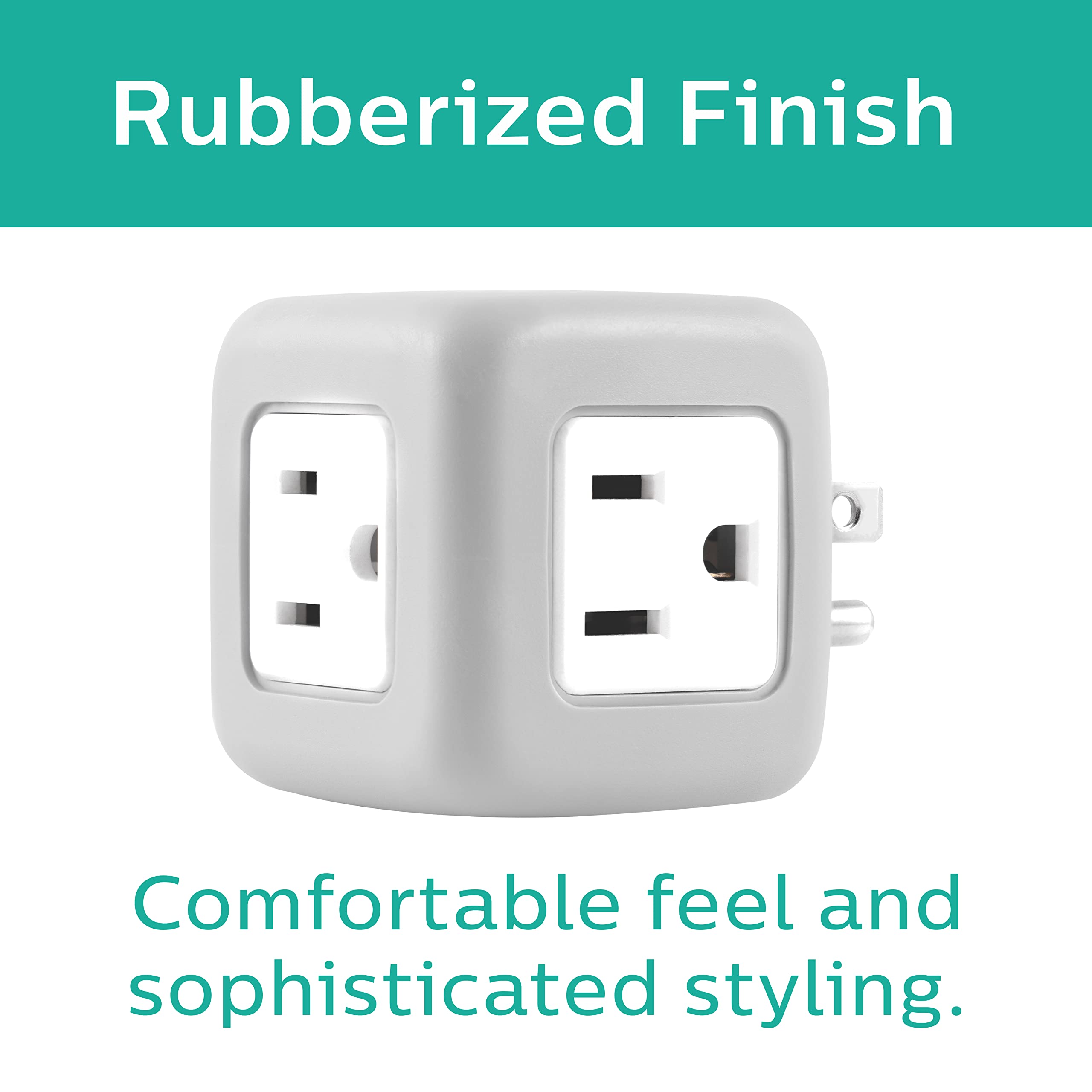 Philips Philips 3 Outlet Extender, Surge Protector, Charging Station, Grounded Wall Tap, 3 Prong, Space Saving Design, Gray, Spp