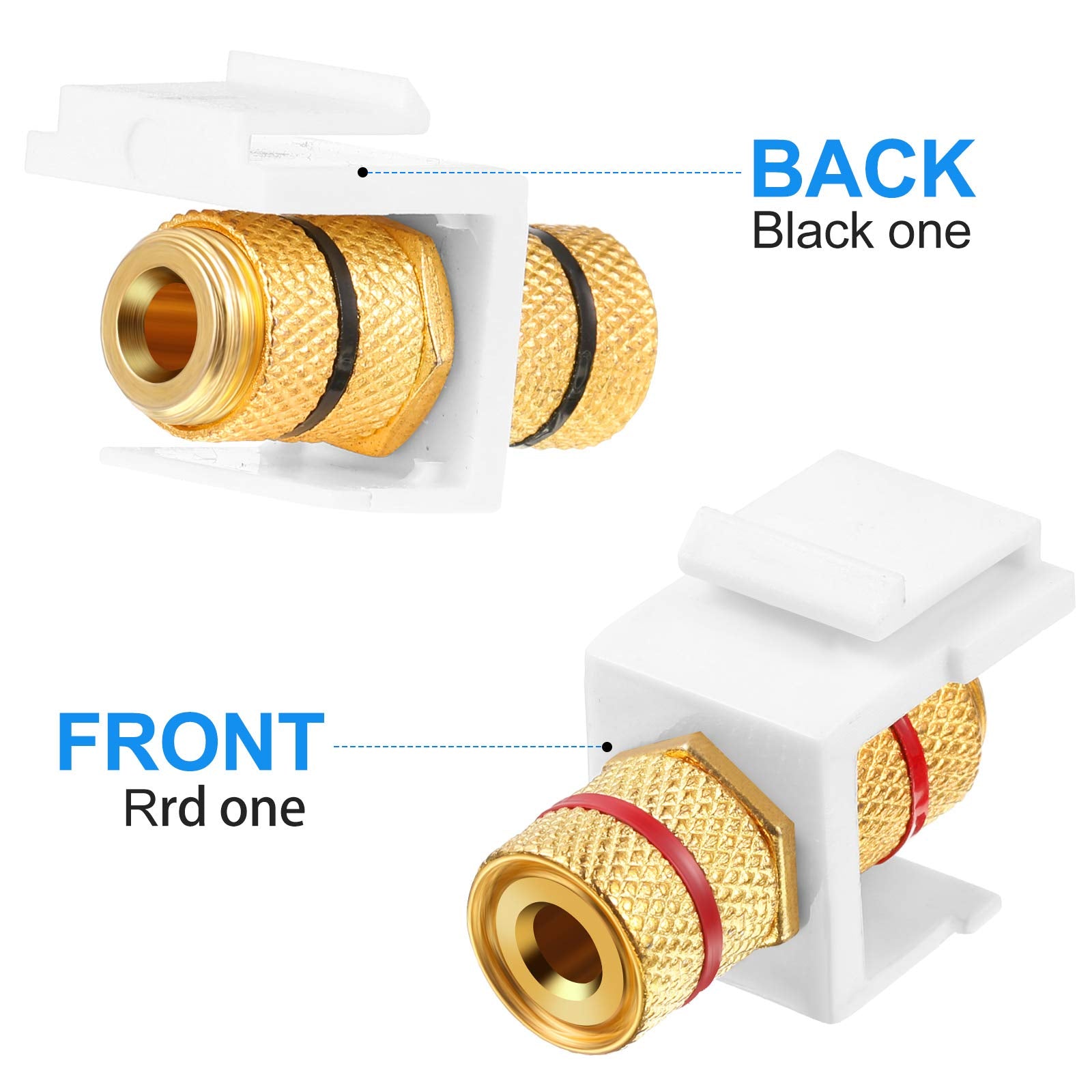 Banana Jack Binding Post Keystone Jack Insert, Black And Red Rings Audio Speaker Keystone Connector Screw Type Inline Coupler Fo