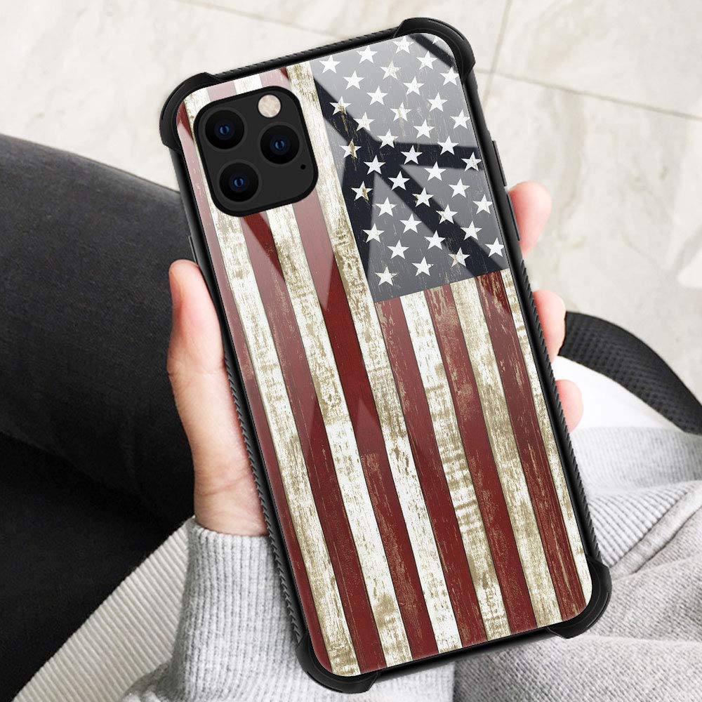 Zhegailian Case Compatible With Iphone 12,Wooden Flag Case For Iphone 12 Pro For Boys Men,Pattern Design Anti Scratch Organic Gl