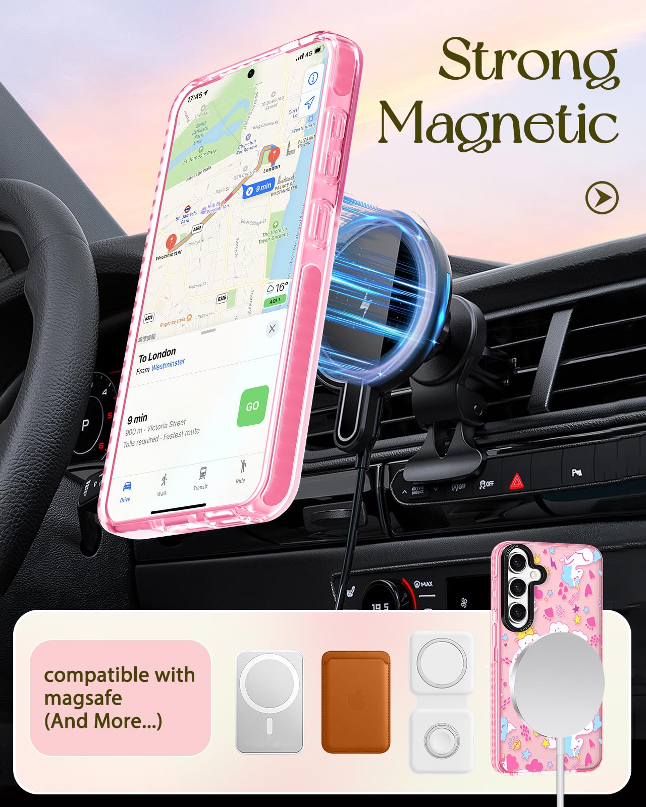 Lotadilo For Samsung Galaxy A35 5G Case For Women - Girls Cute Design Compatible With Magsafe Magnetic Ring Holder Stand Rainbow