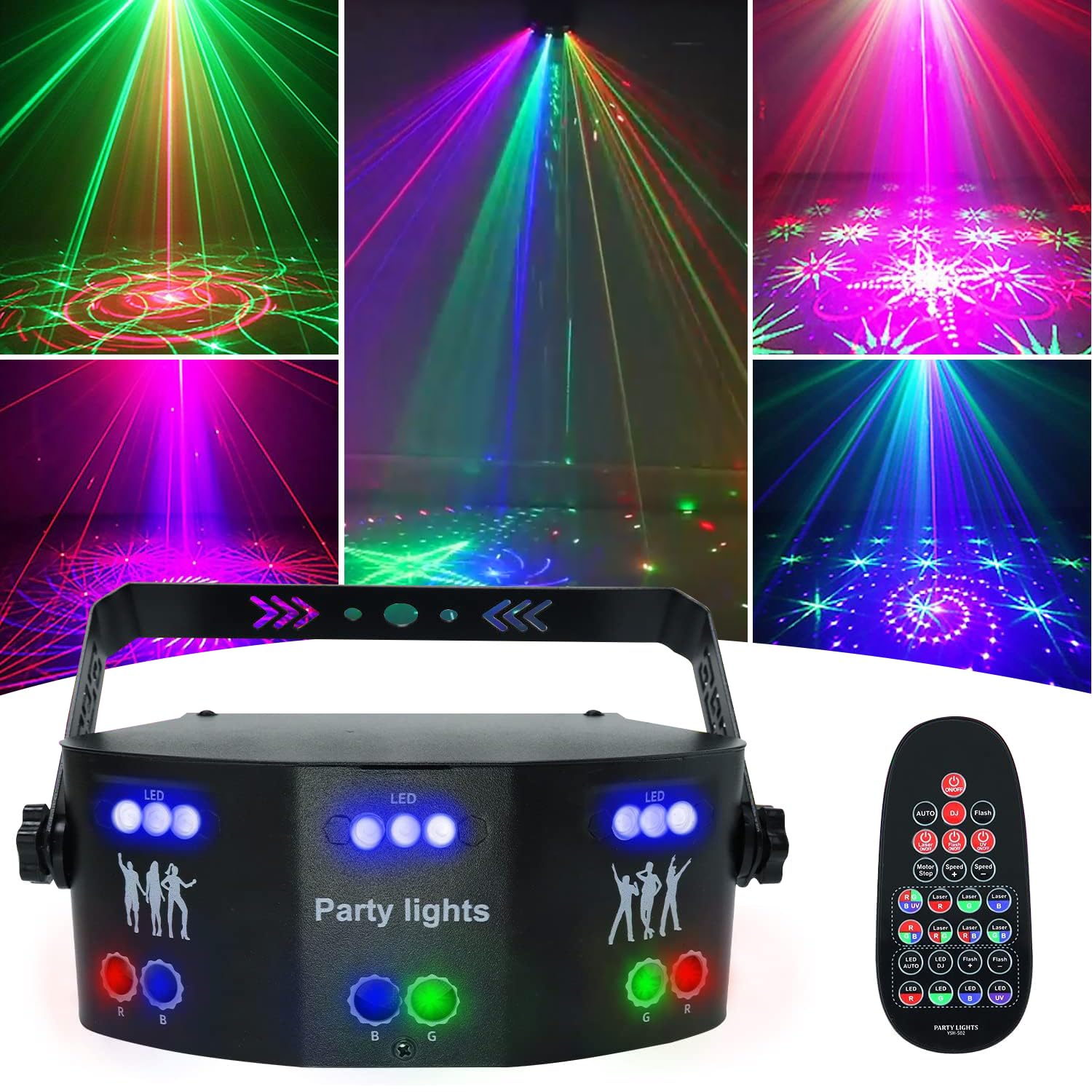 Amki Dj Disco Lights, 15 Eyes Rgb Party Lights Stage Light By Dmx512 Control, Sound Activated Led Pattern Strobe Lights For Part