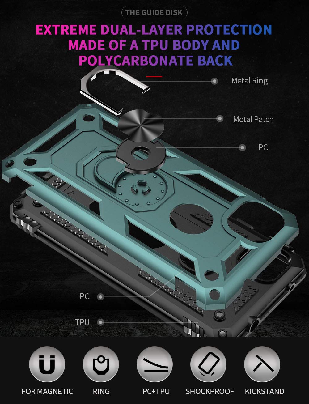 Addit Phone Case For Google 4A 4G,Google Pixel 4A 4G Case, [ Military Grade ] Shock Absorption Bumper Cover Anti Scratch Case Wi