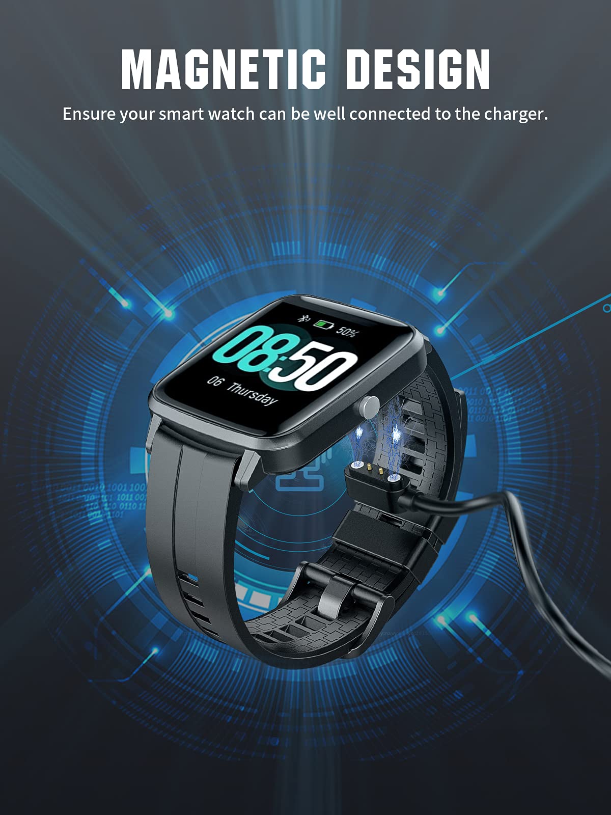 Timovo Smart Watch Charger Compatible With Yamay Letsfit Veryfitpro, Magnetic Usb Smartwatch Charging Cable For Umidigi Uwatch 3